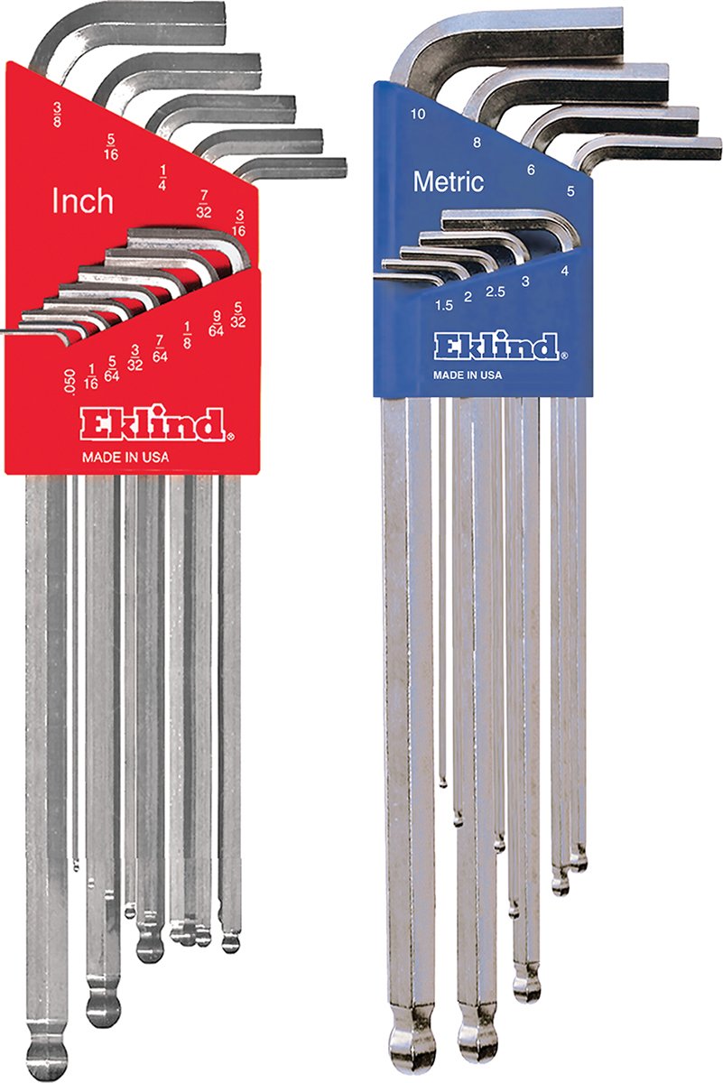 Eklind 17322 Bright Ball-Hex L-Key Allen Wrench Combo- Extra Long Inch / Mm (2 Sets 22Pc)