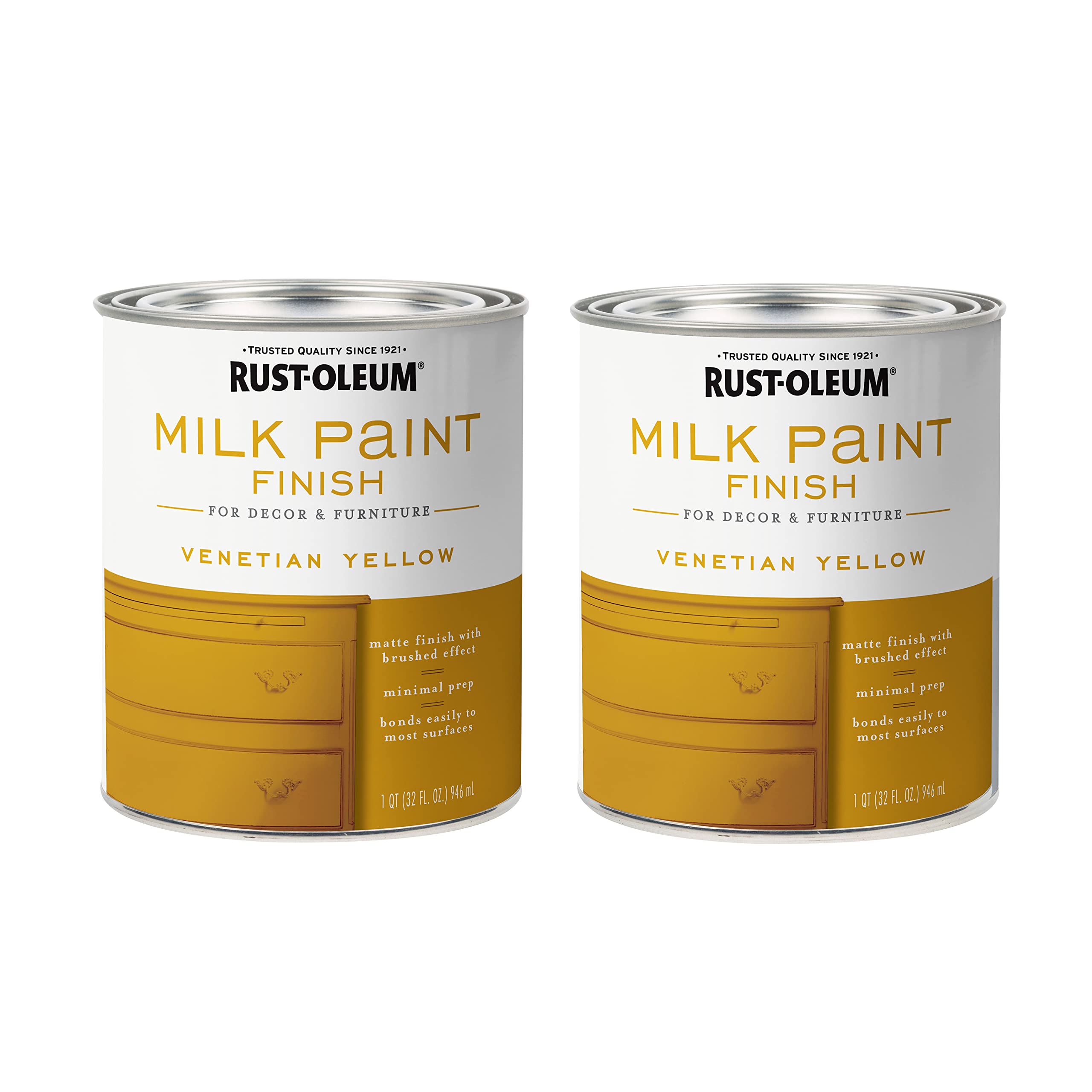Rust-Oleum 334195-2Pk Milk Paint Finish Quart Venetian Yellow 2 Pack