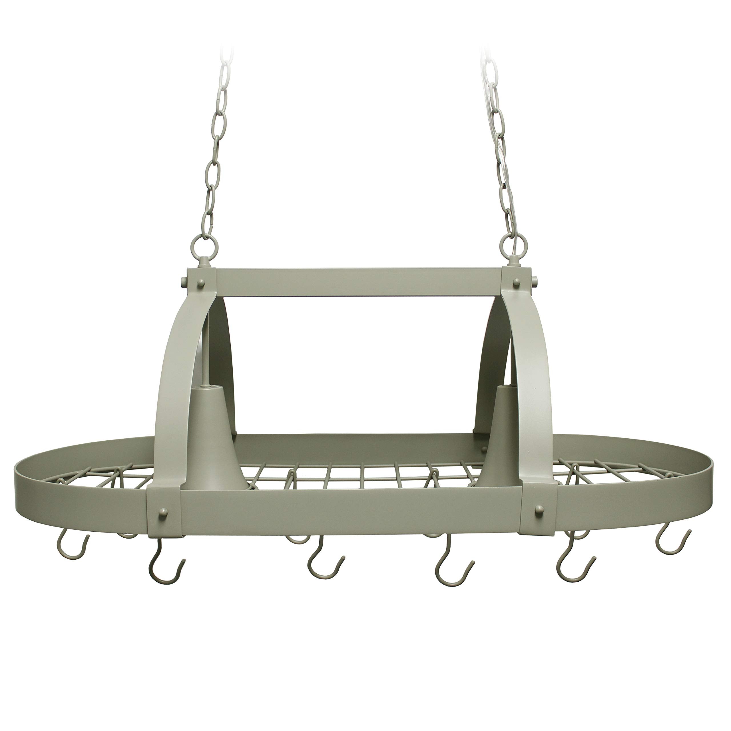 Elegant Designs Pr1000-Slt Home Collection 2 Light Kitchen Pot Rack With Downlights, Slate Gray