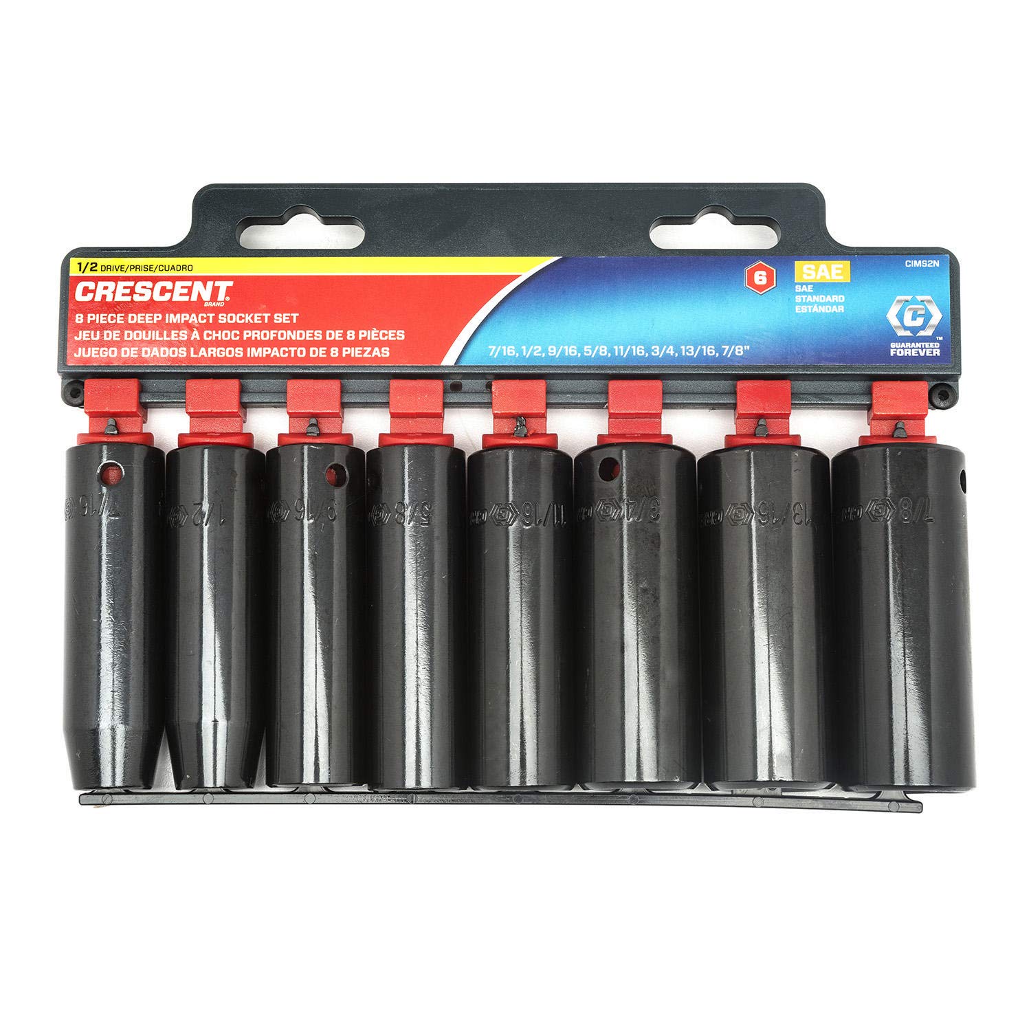 Crescent 8 Pc 12 Drive 6 Point Deep Impact Sae Socket Set - Cims2N