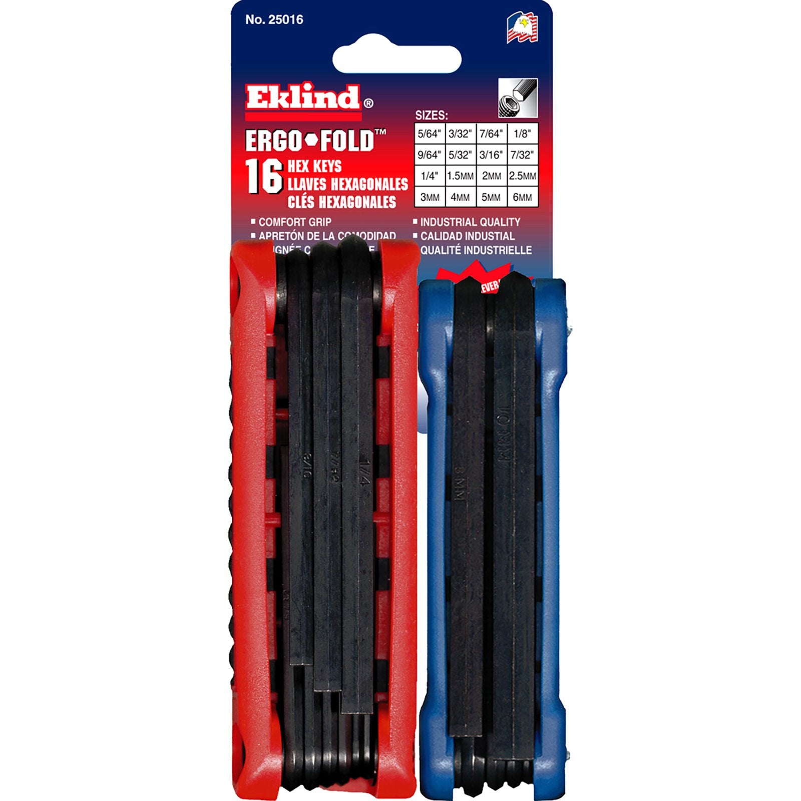 Eklind 25016 Ergo-Fold Fold-Up Hex Key Allen Wrench Combo- Inch / Mm (2 Sets 16Pc)