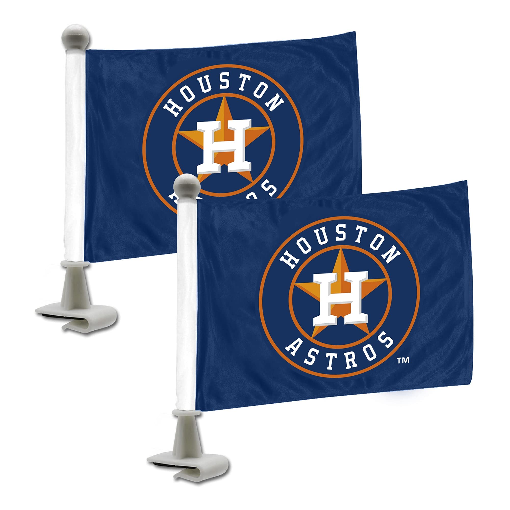 Fanmats 61844 Houston Astros Ambassador Car Flags - 2 Pack Mini Auto Flags, 4In X 6In, Perfect For Hood Or Trunk