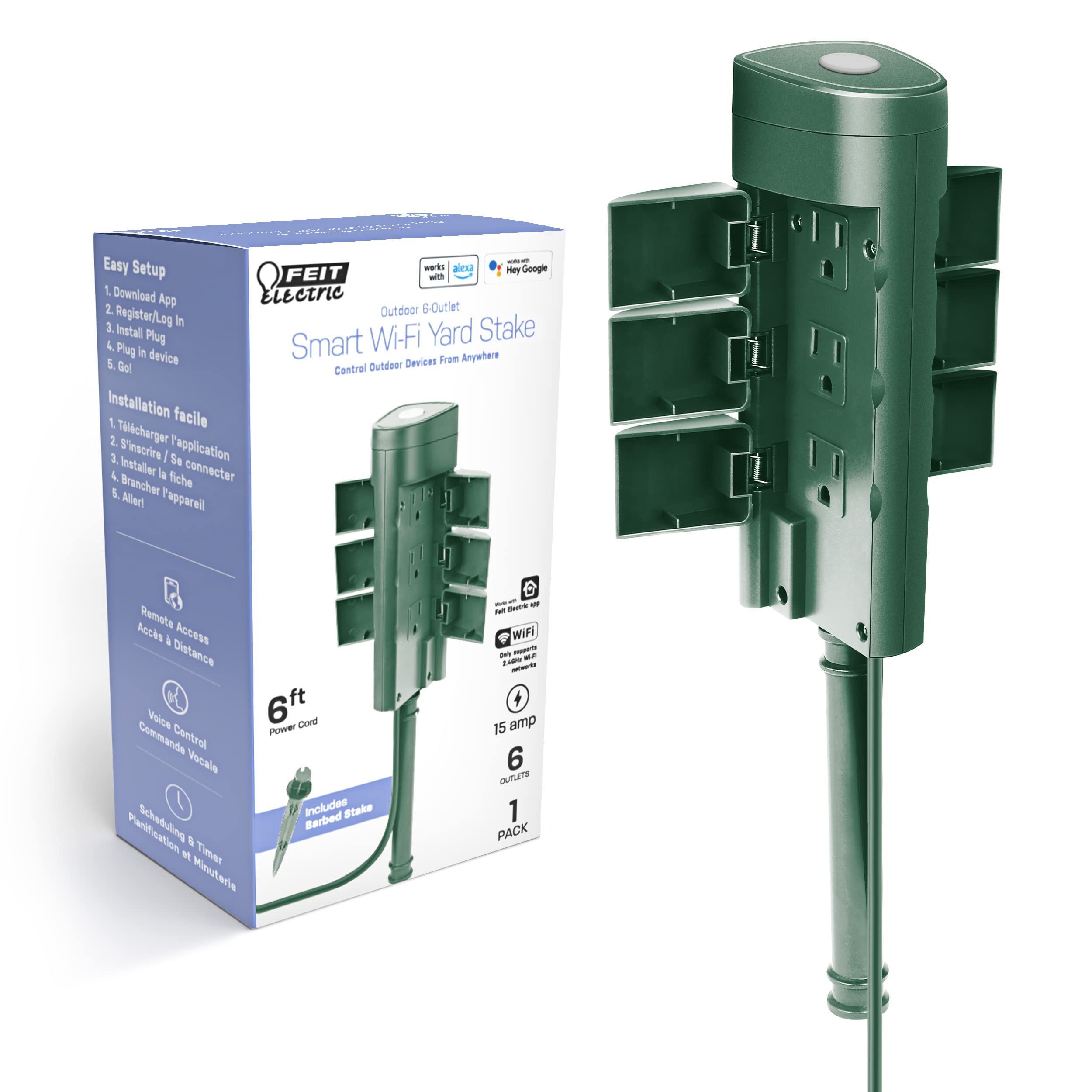 Feit Electric Plug/Wifi/Stk/Wp Work With Alexa And Google Home, Feit App, No Hub Required, Remote Control From Anywhere 15 Amp S