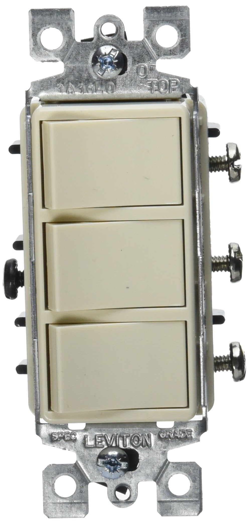 Leviton, Light Almond R66-01755-0Ts Decora Triple Rocker Combination Switch, Size
