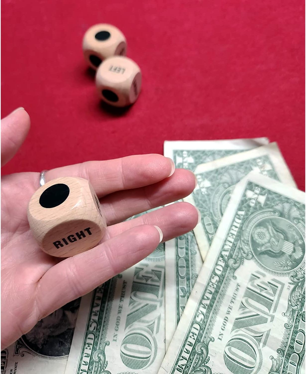 Bilywey 3pcs Left Right Center Game Dice 1 inch Beech Wood Dices with Drawstring Bag (3 pcs)