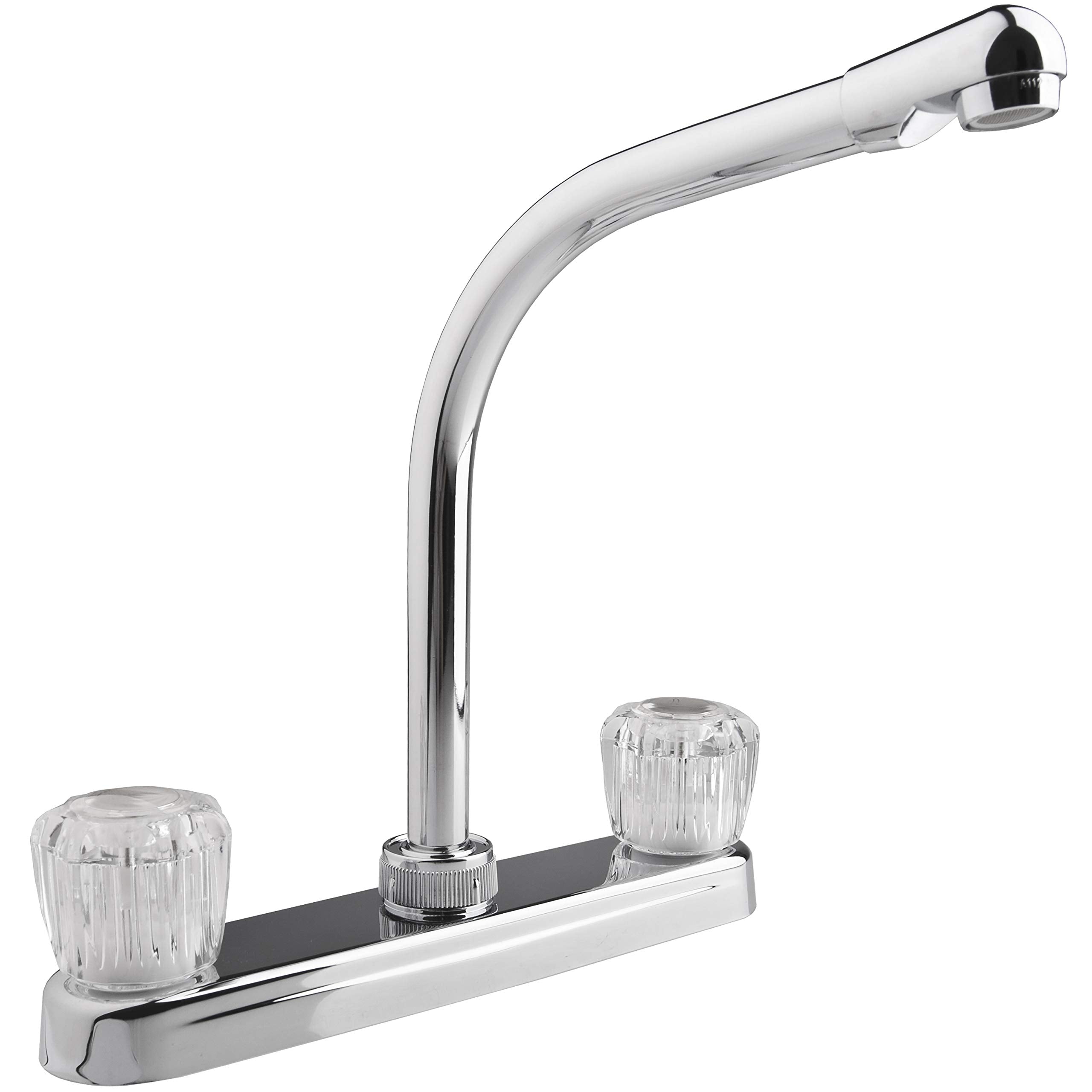 Dura Faucet Df-Pk210A-Cp High Rise Rv Kitchen Sink Faucet With Crystal Acrylic Knobs (Chrome)