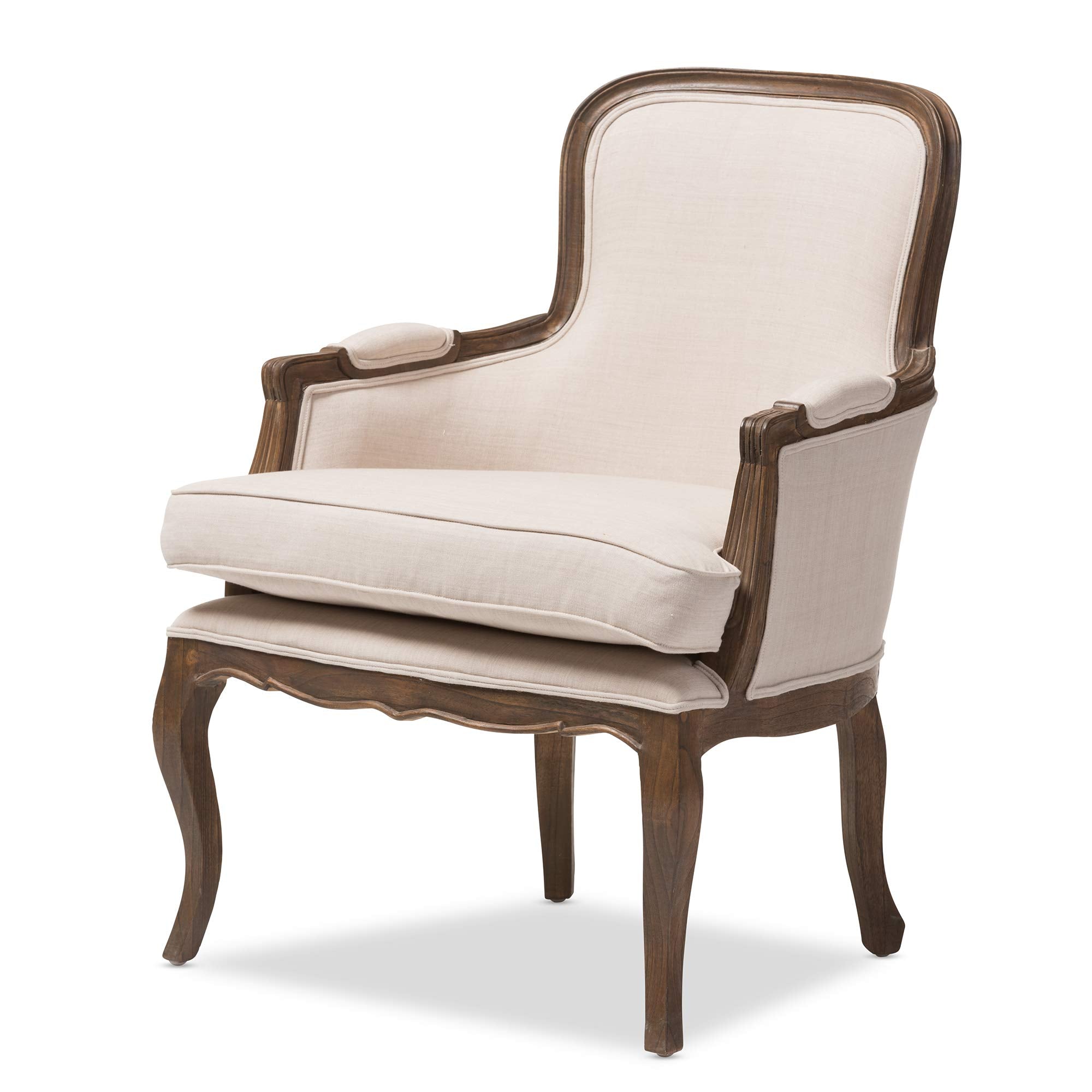 Baxton Studio Napoleon Traditional French Accent Chair, Ash