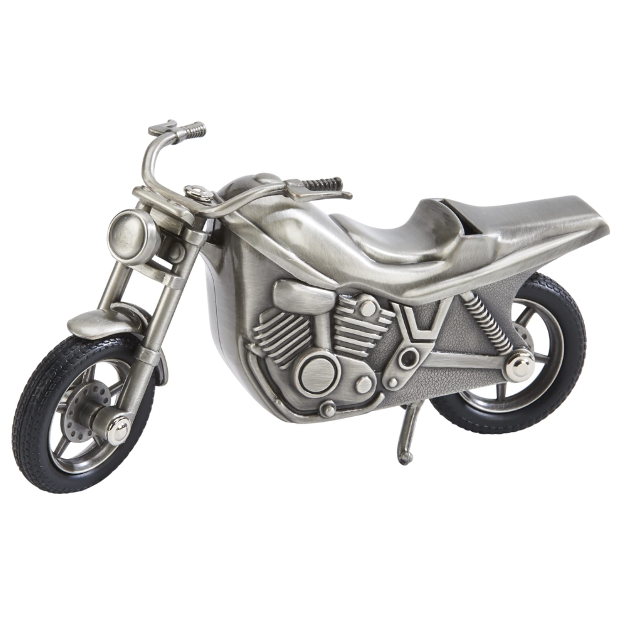 Creative Gifts International Pewter Motorcycle Bank For Kids, Newborn Gift, Silver, 4    X 6.75'', Brushed Non-Tarnish Nickel Pl