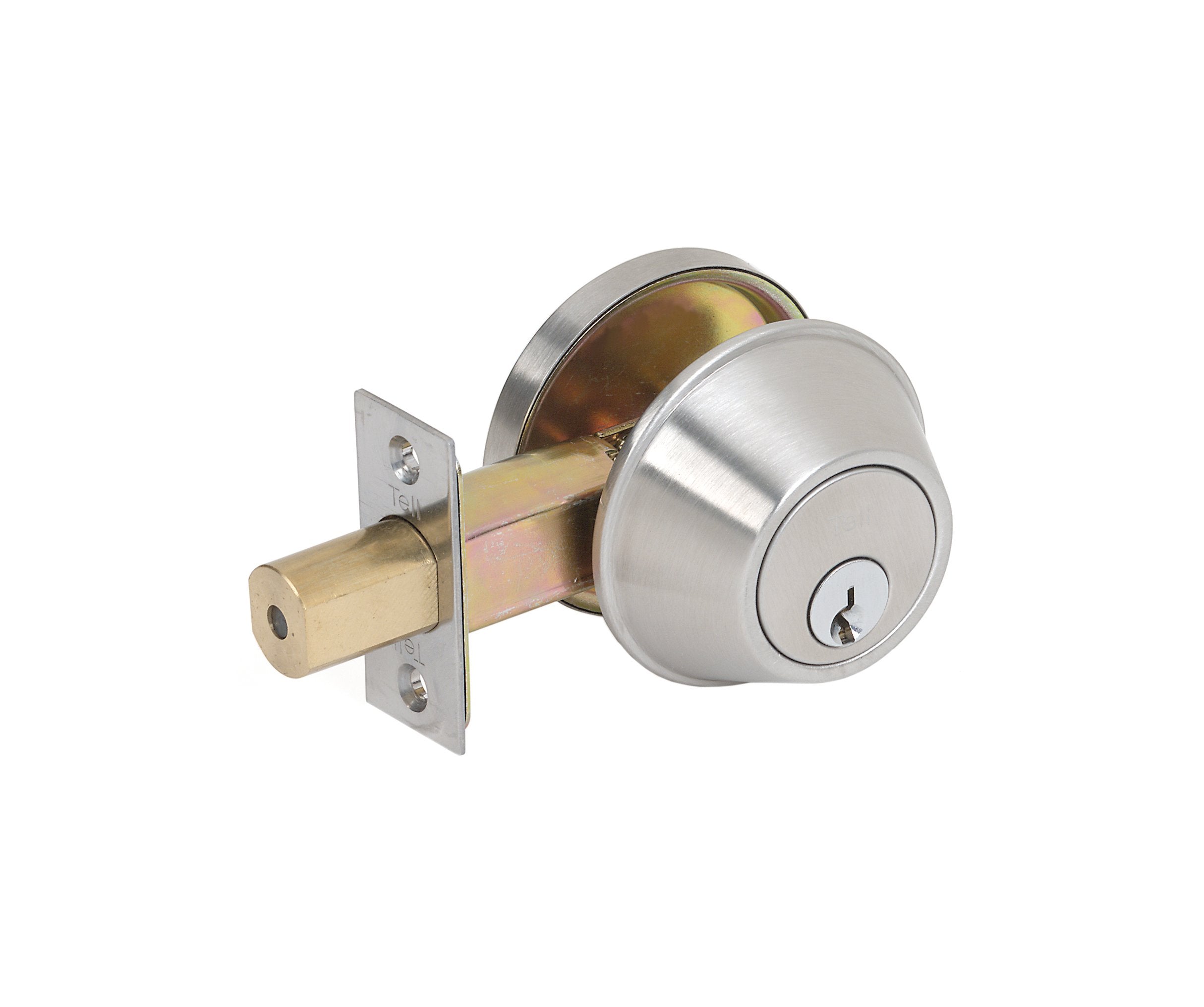 Tell Manufacturing Cl100055 Single Cylinder Deadbolt, Satin Stainless Steel