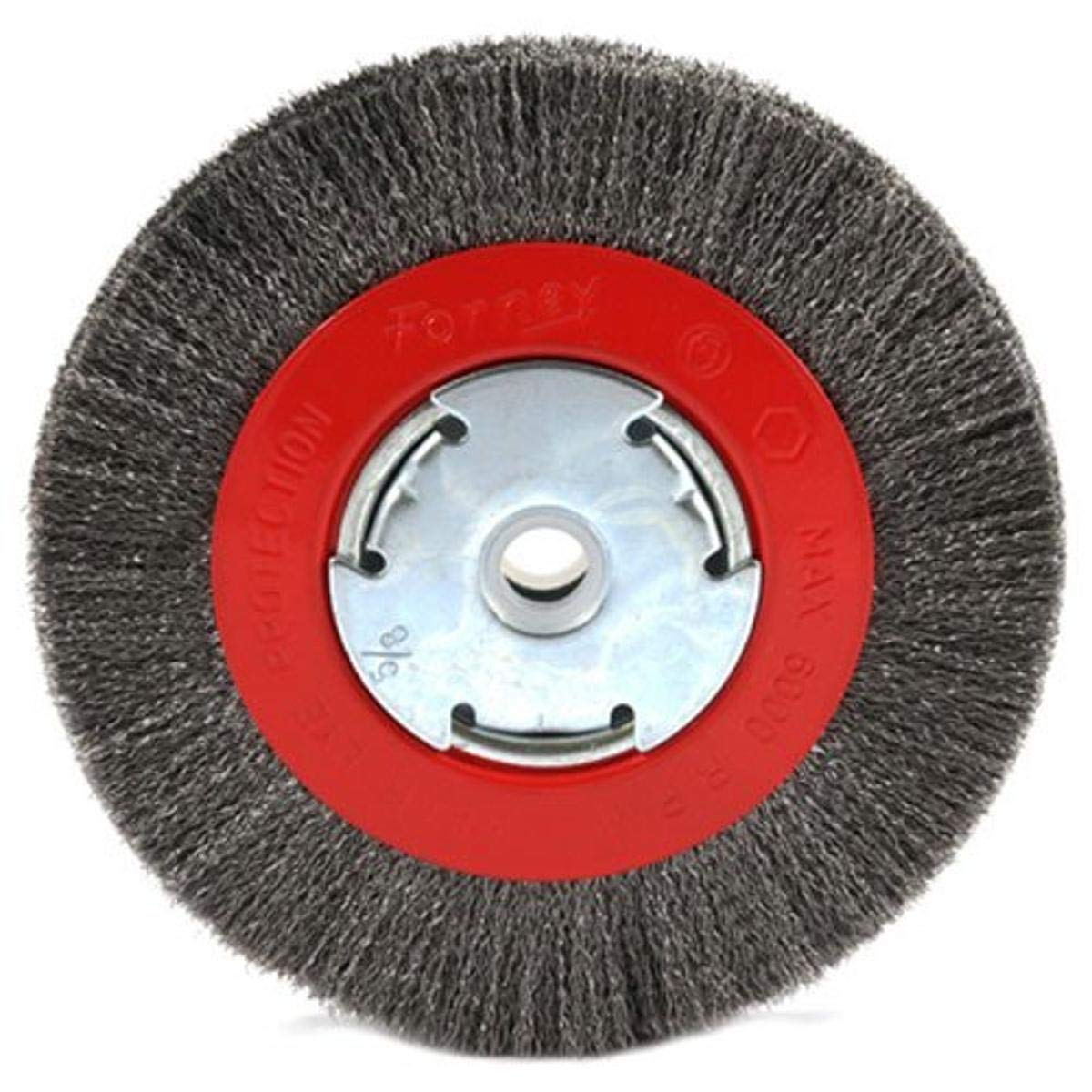 Forney 72751 Wire Bench Wheel Brush, Narrow Face Fine Crimped With 12-Inch And 58-Inch Arbor, 6-Inch-By-008-Inch