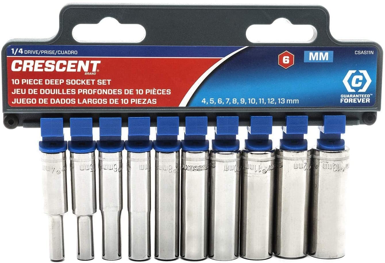Crescent 10 Pc 14 Drive 6 Point Deep Metric Socket Set - Csas11N