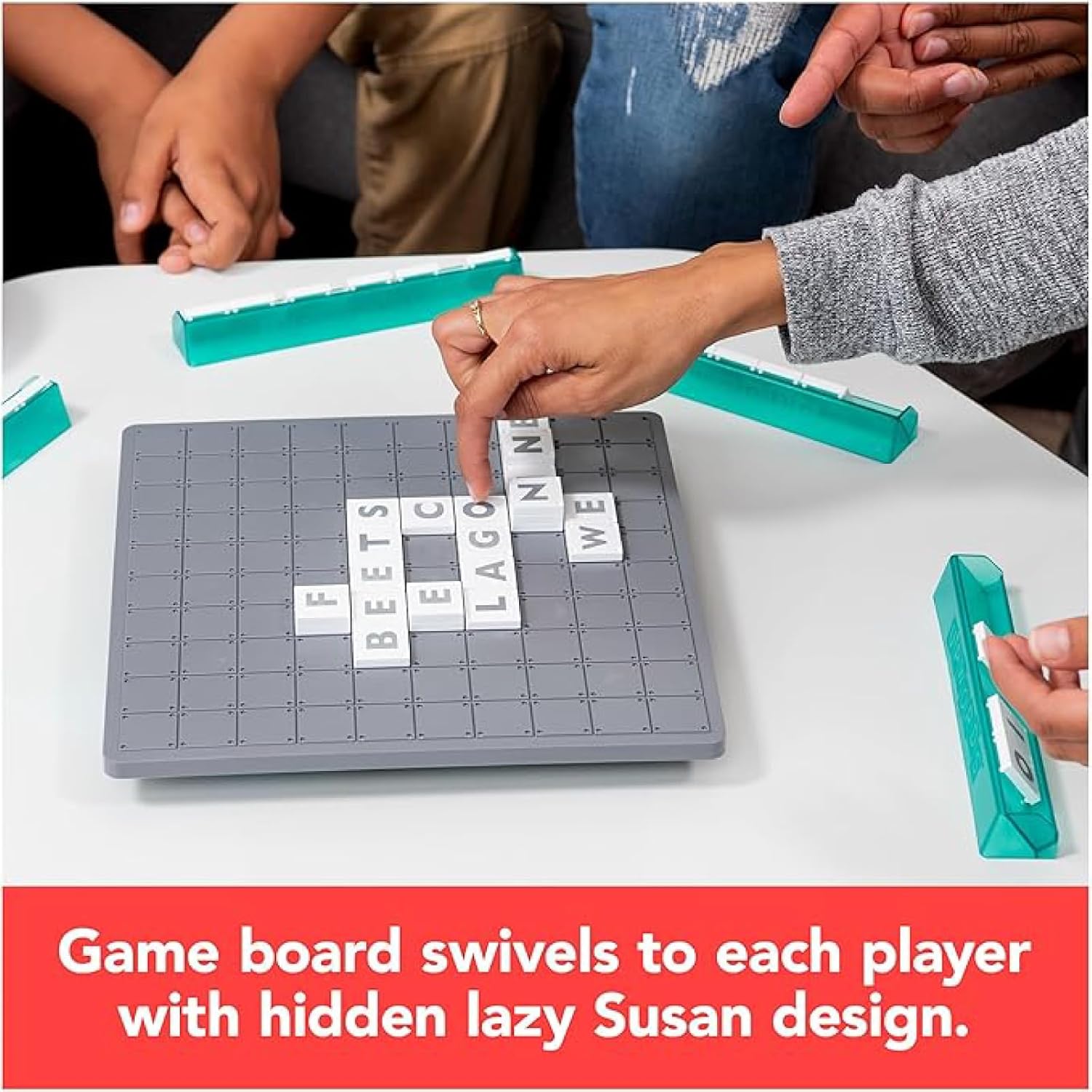 Spin Master Games, Upwords, Classic Word Game with Stackable Letter Tiles, Family Board Game, Crossword Activity, 1-4 Players, for Ages 8 & Up