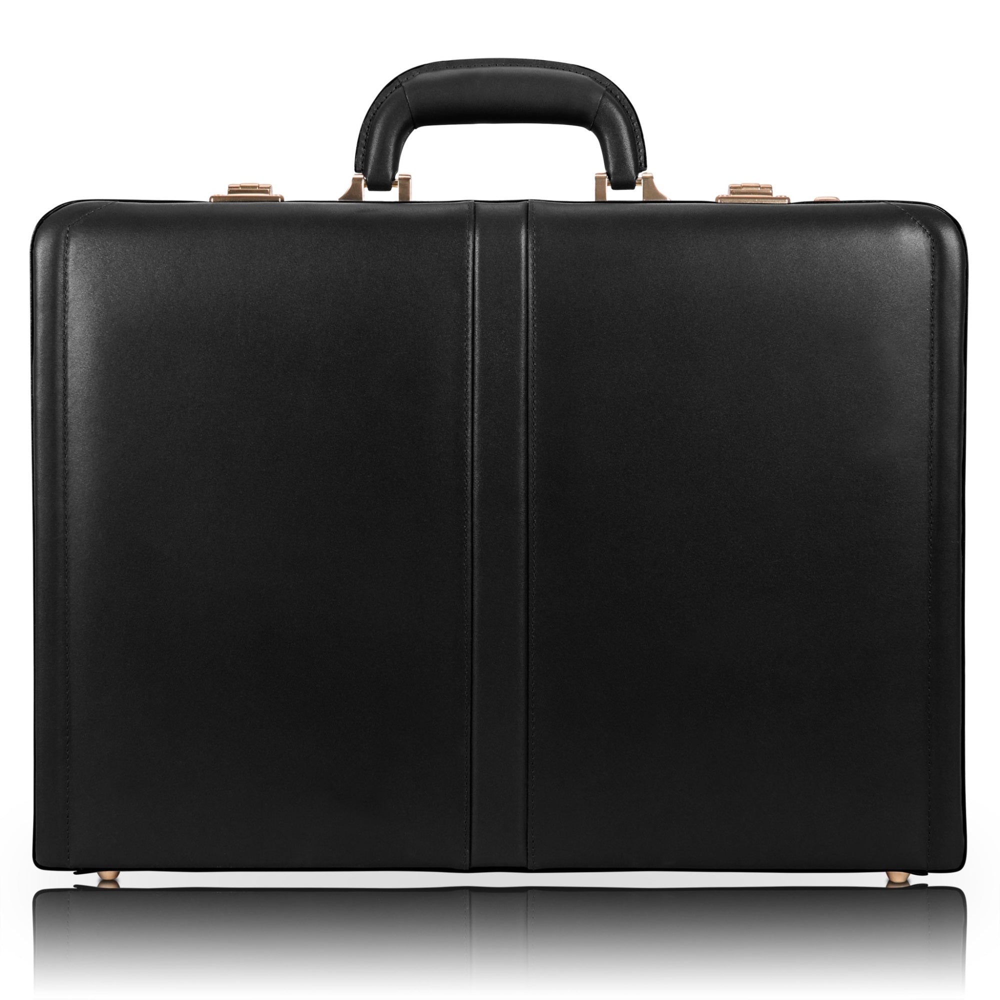 V Series | Harper | Leather 4.5'' Expandable Attach Briefcase - Black
