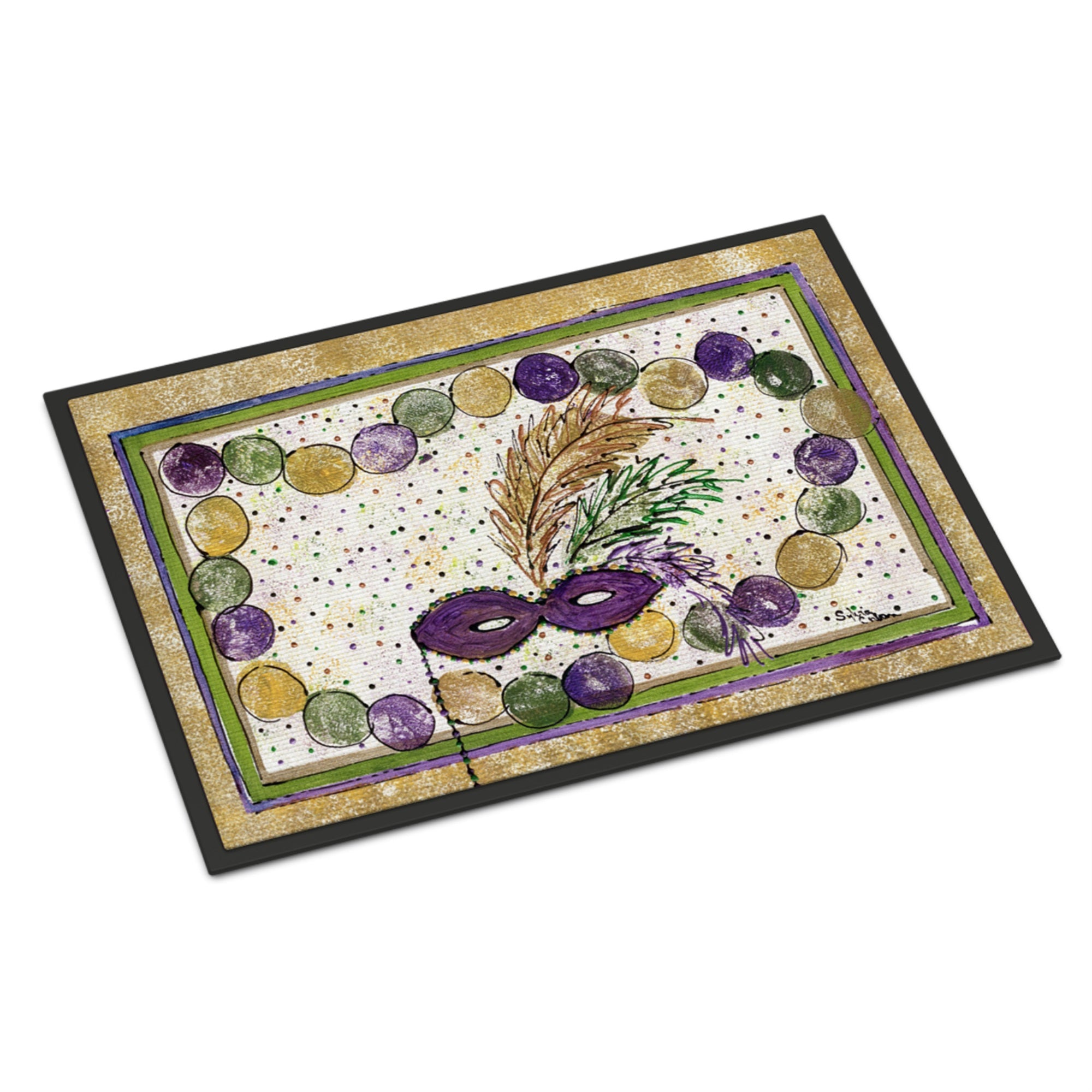 'Caroline'S Treasures Mardi Gras Beads Indoor Or Outdoor Doormat, 24'''' X 36'''', Multicolor''