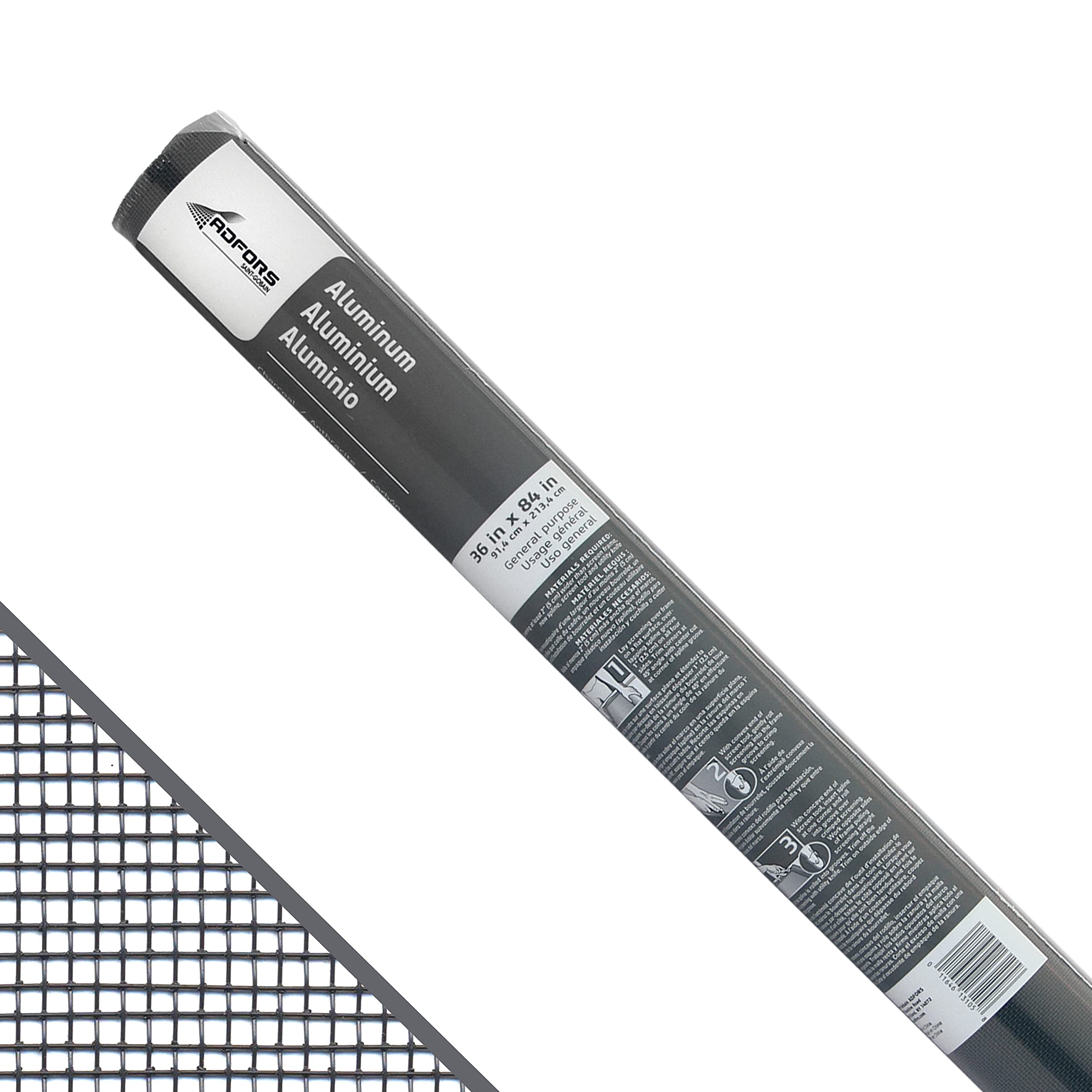Saint-Gobain Adfors Fcs9370-M Aluminum Window Screen, 36'' X 84'', Charcoal