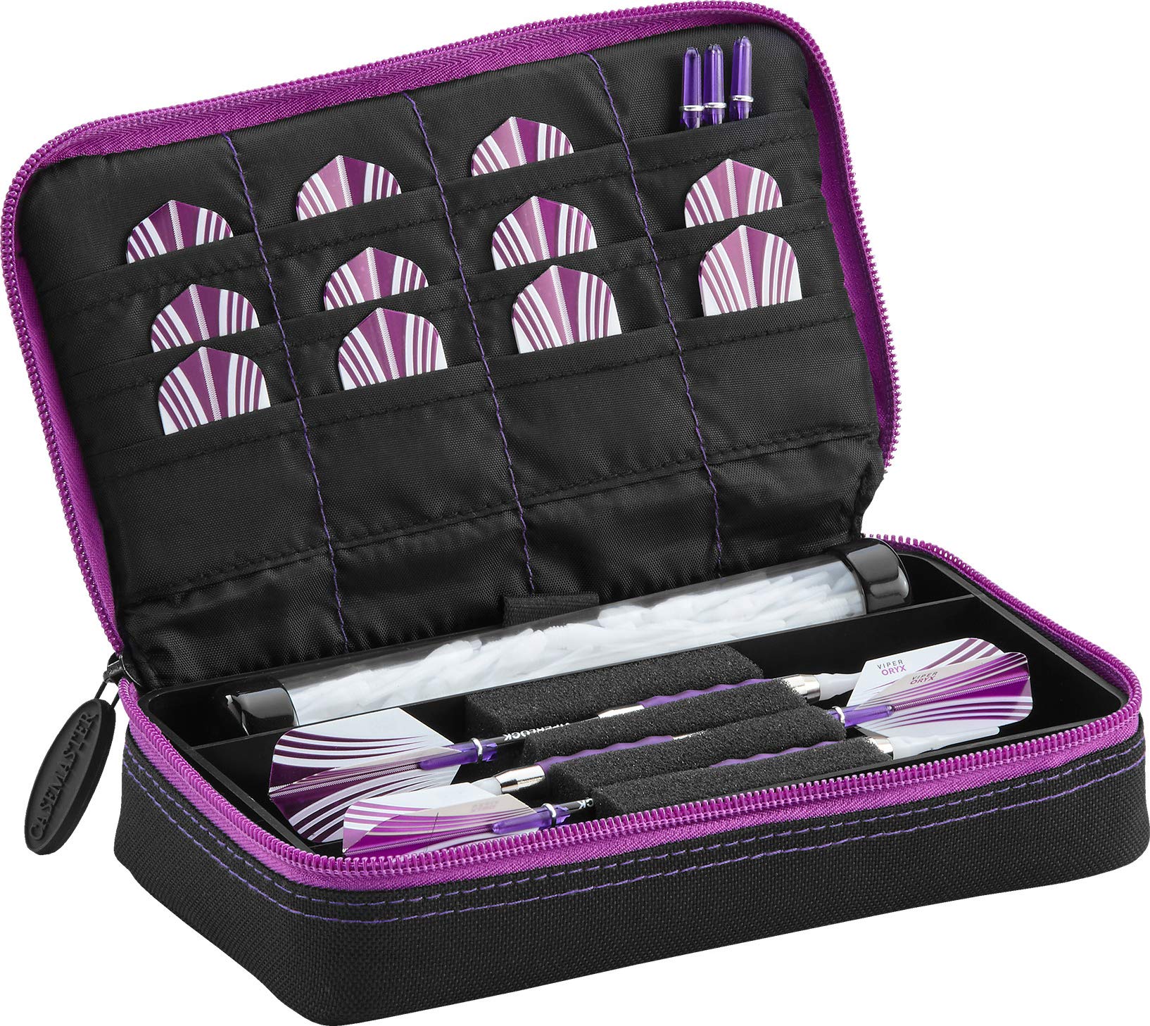 Casemaster By Gld Products Plazma Dart Case Black With Amethyst Zipper, Amethyst Trim