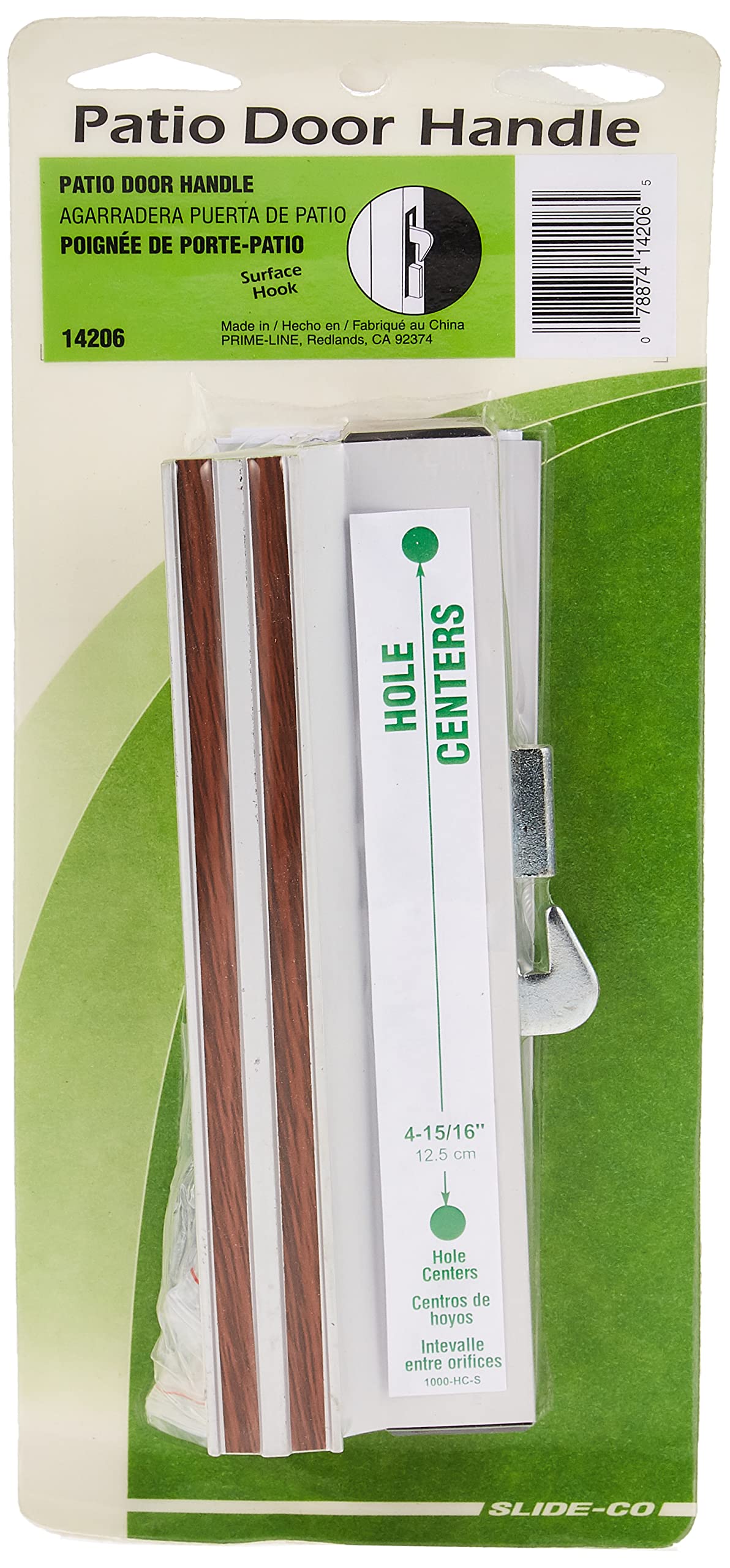 Slide-Co 14206 Diecast Mill Finish, Sliding Patio Door Surface Mount Handle With Hook Latch (Single Pack)