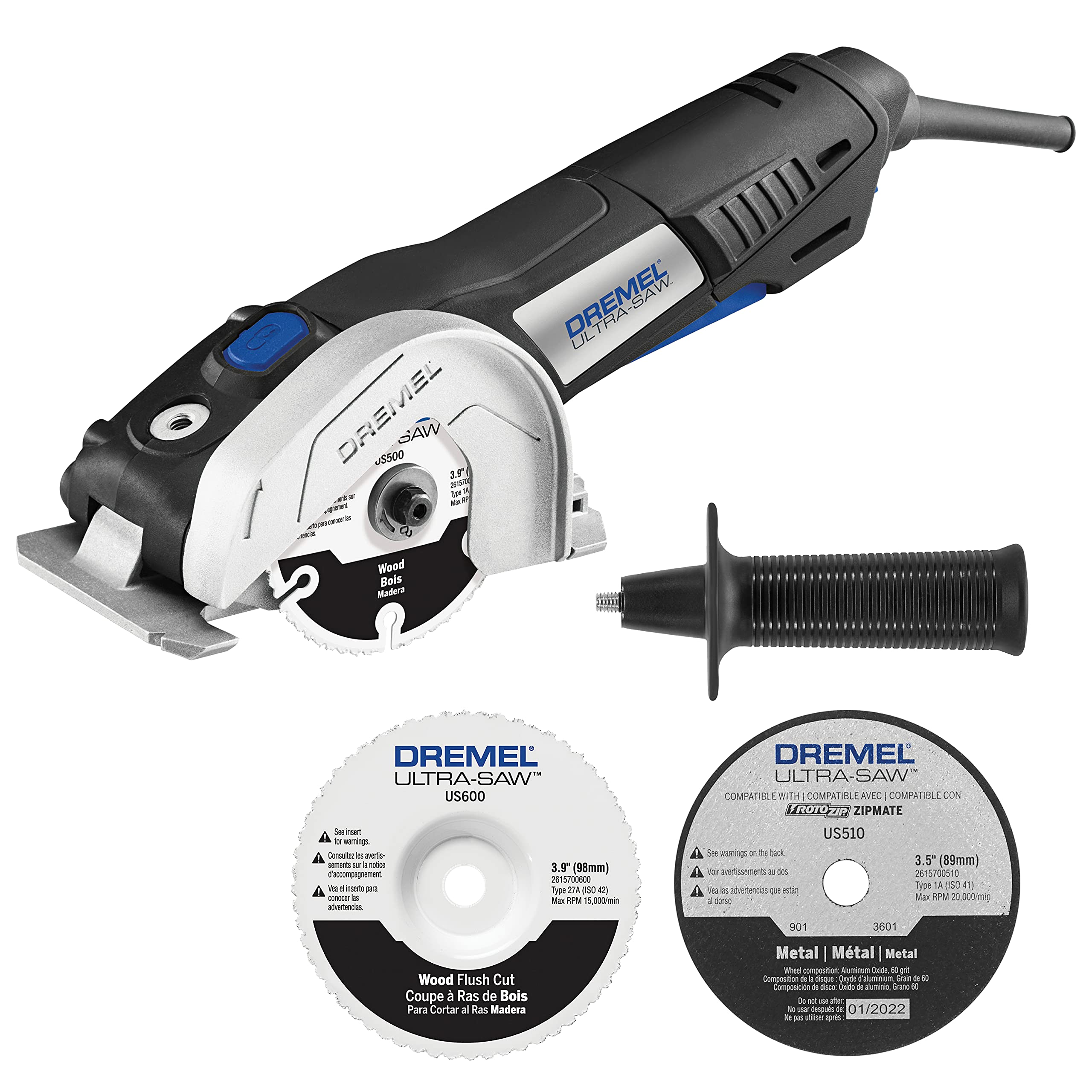 Dremel Ultra Saw Us40-04 Corded Compact Saw Tool Kit With 3 Cutting Wheels And Auxiliary Handle