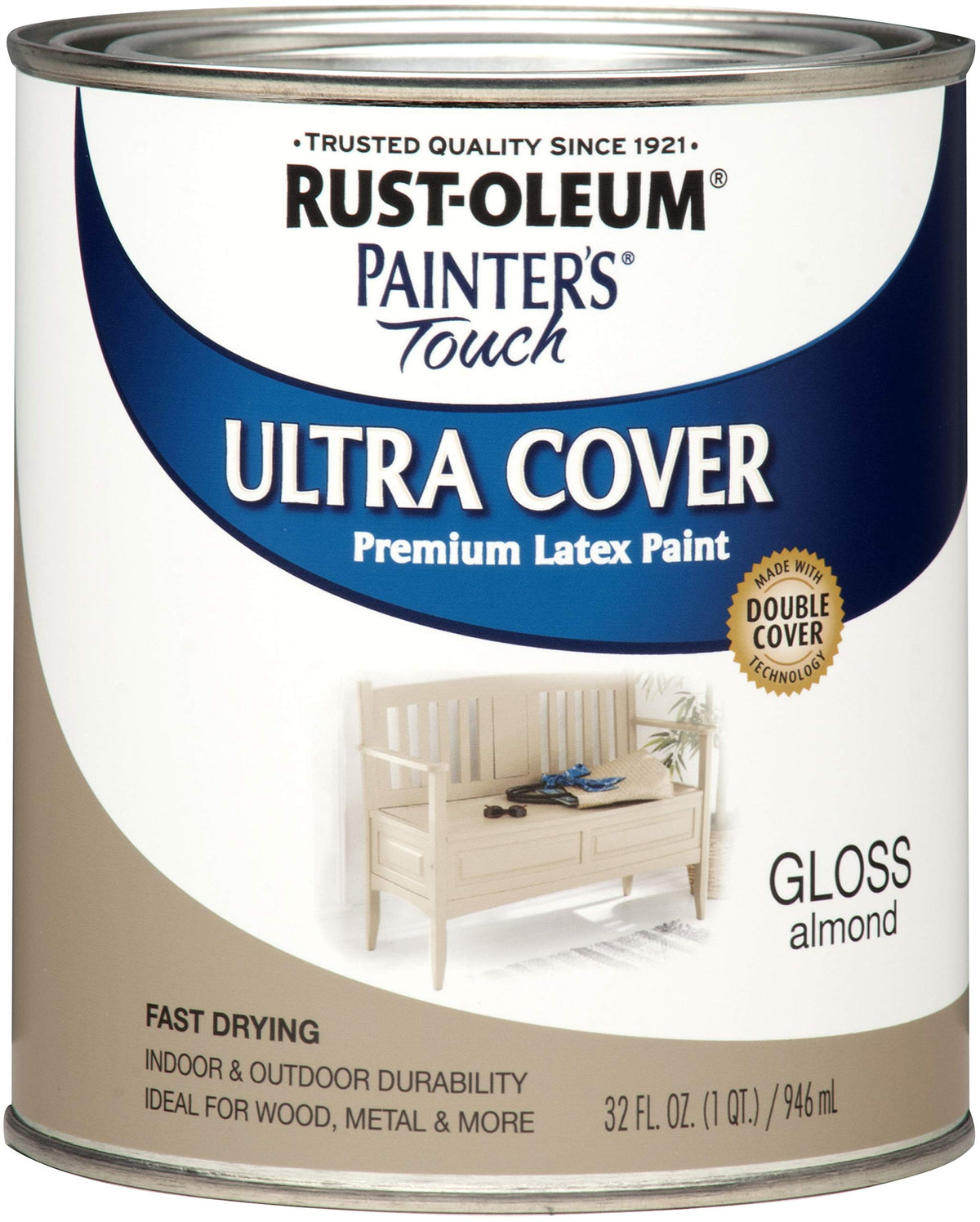 Rust-Oleum 1994502 Painters Touch Brush Enamel Paint 1 Quarts (Pack Of 1) Gloss Almond 32 Fl Oz