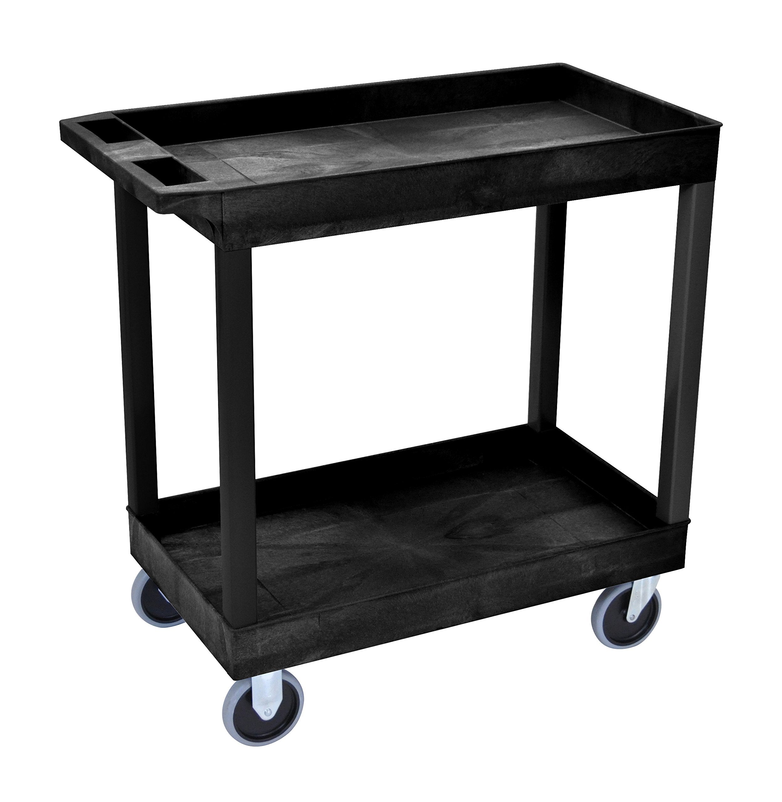 Luxor - Hd High Capacity 2 Tub Shelves Cart In Black (Ec11Hd-B)