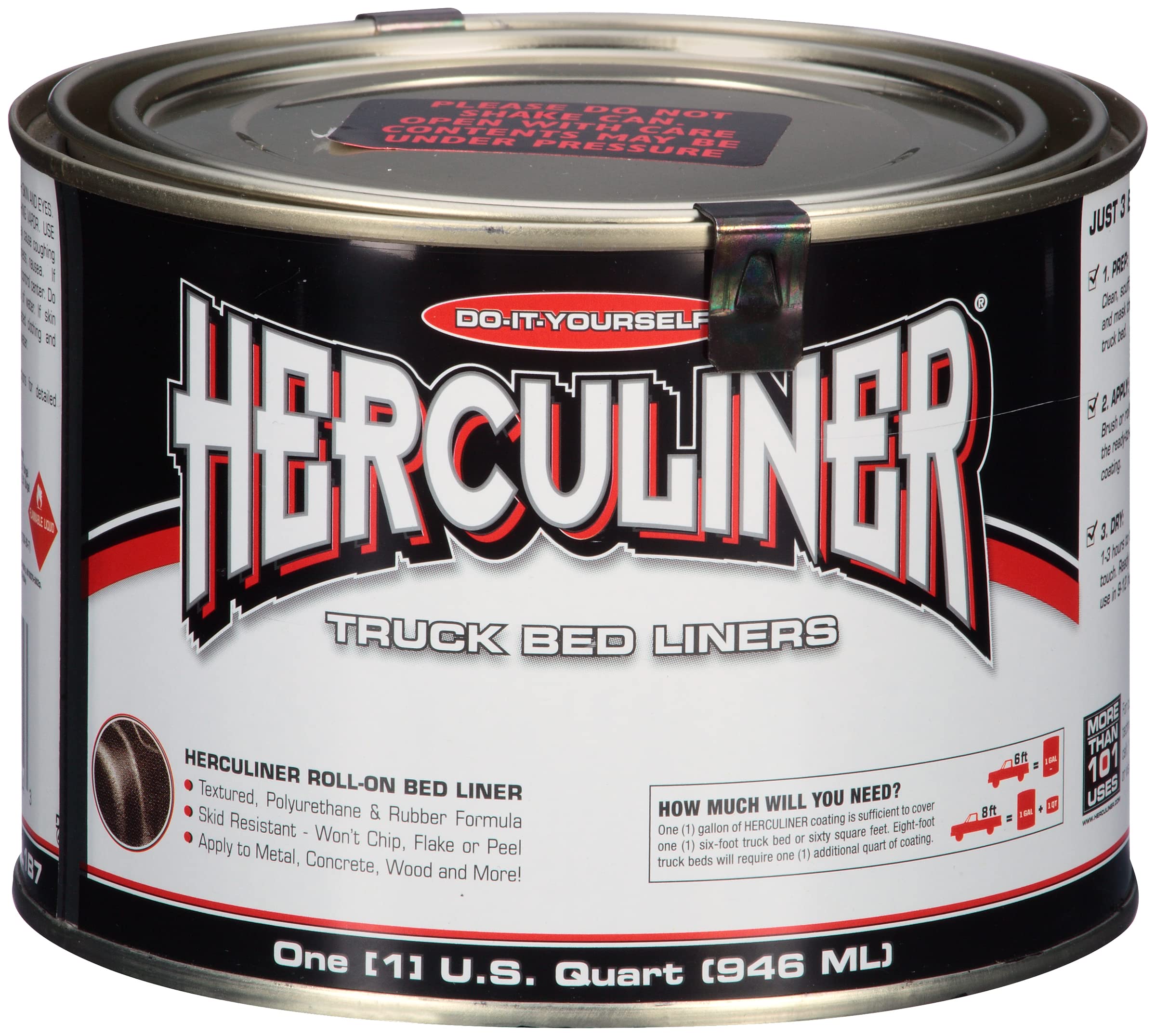 Herculiner Truck Bed Liner, Black, 1 Quart