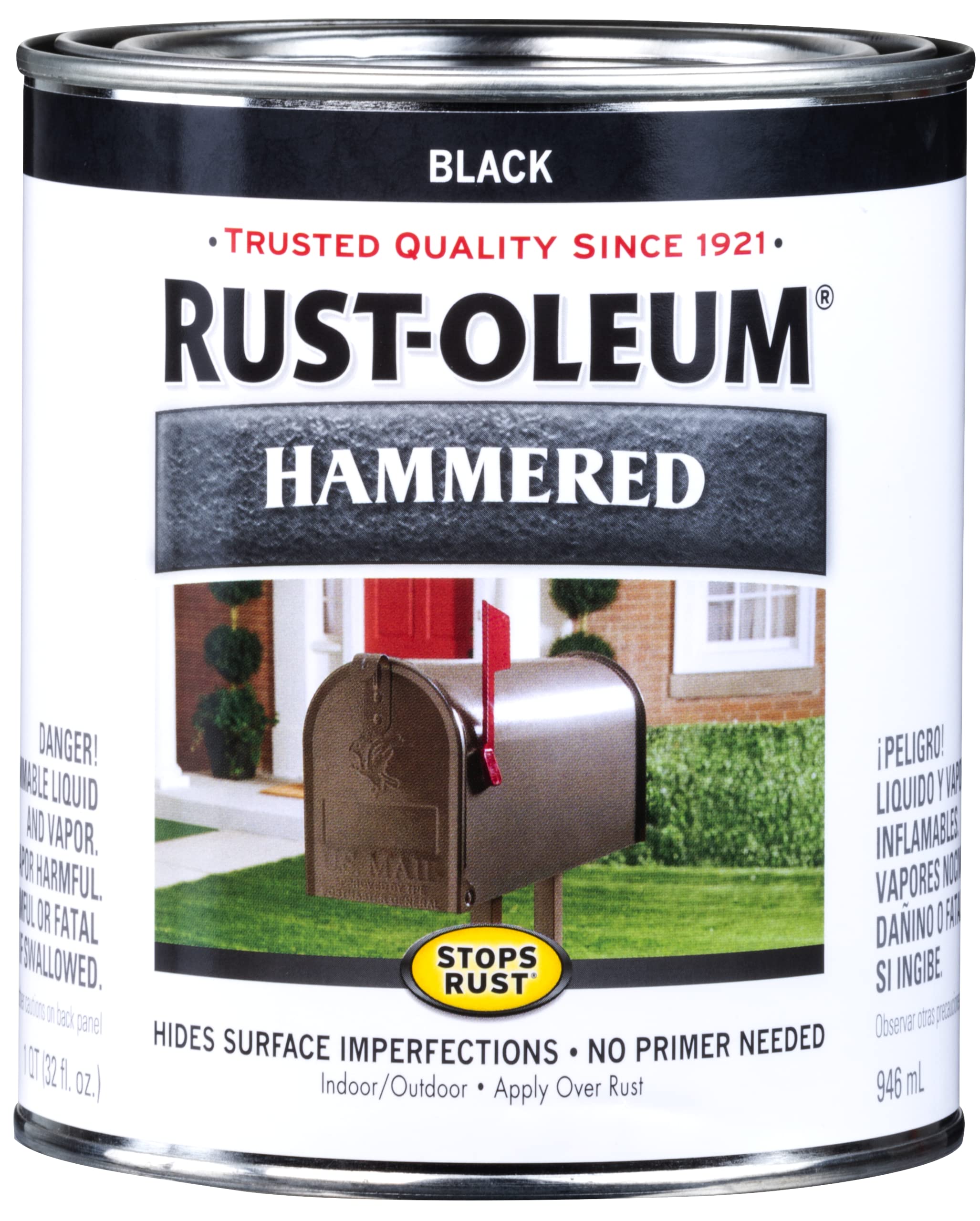 Rust-Oleum 7215502 Stops Rust Hammered Finish Paint, Quart, Black 32 Fl Oz (Pack Of 1)