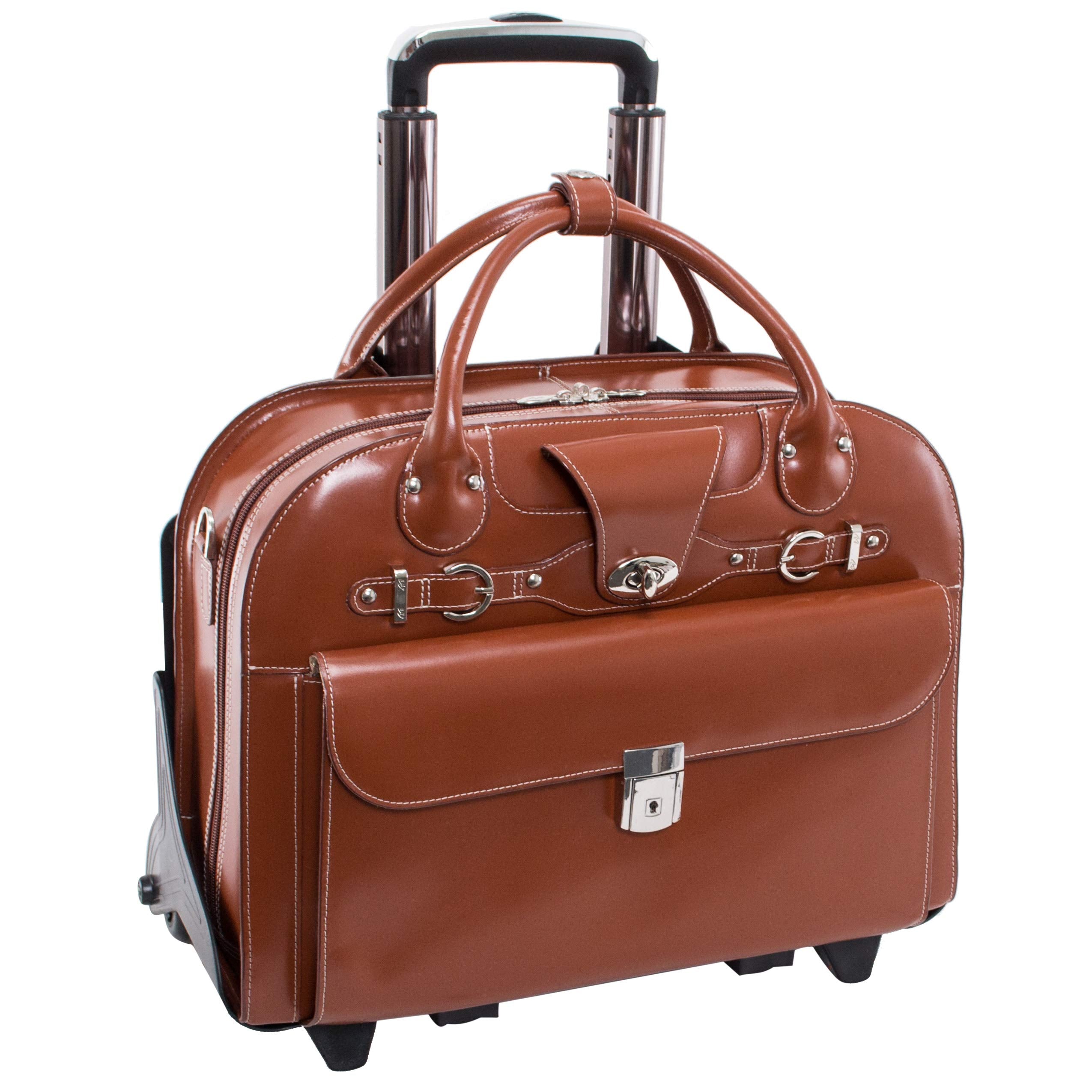 Mcklein Wheeled Detachable Briefcase, Brown, 18''X8.75''X14.5''