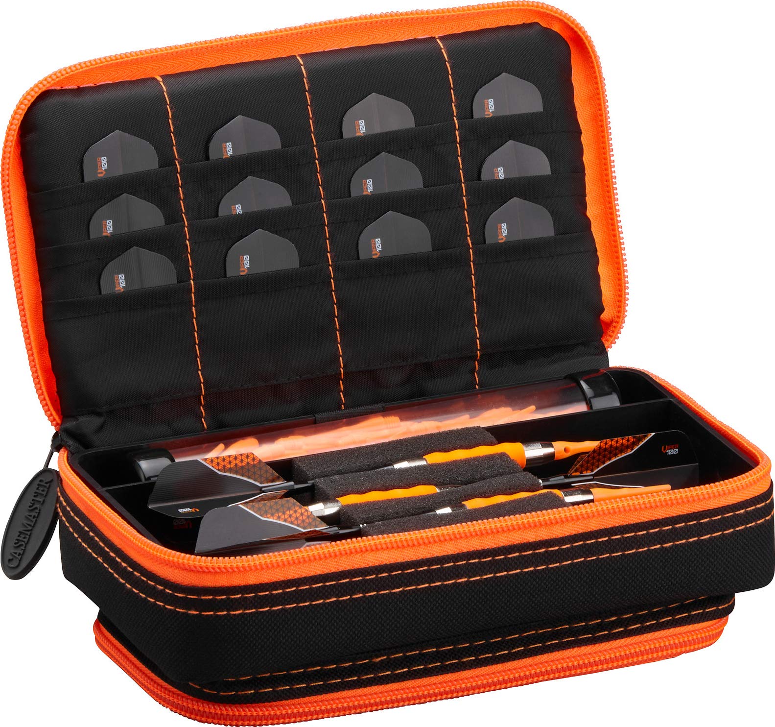 Casemaster Plazma Plus Black With Orange Trim Dart Case And Phone Pocket