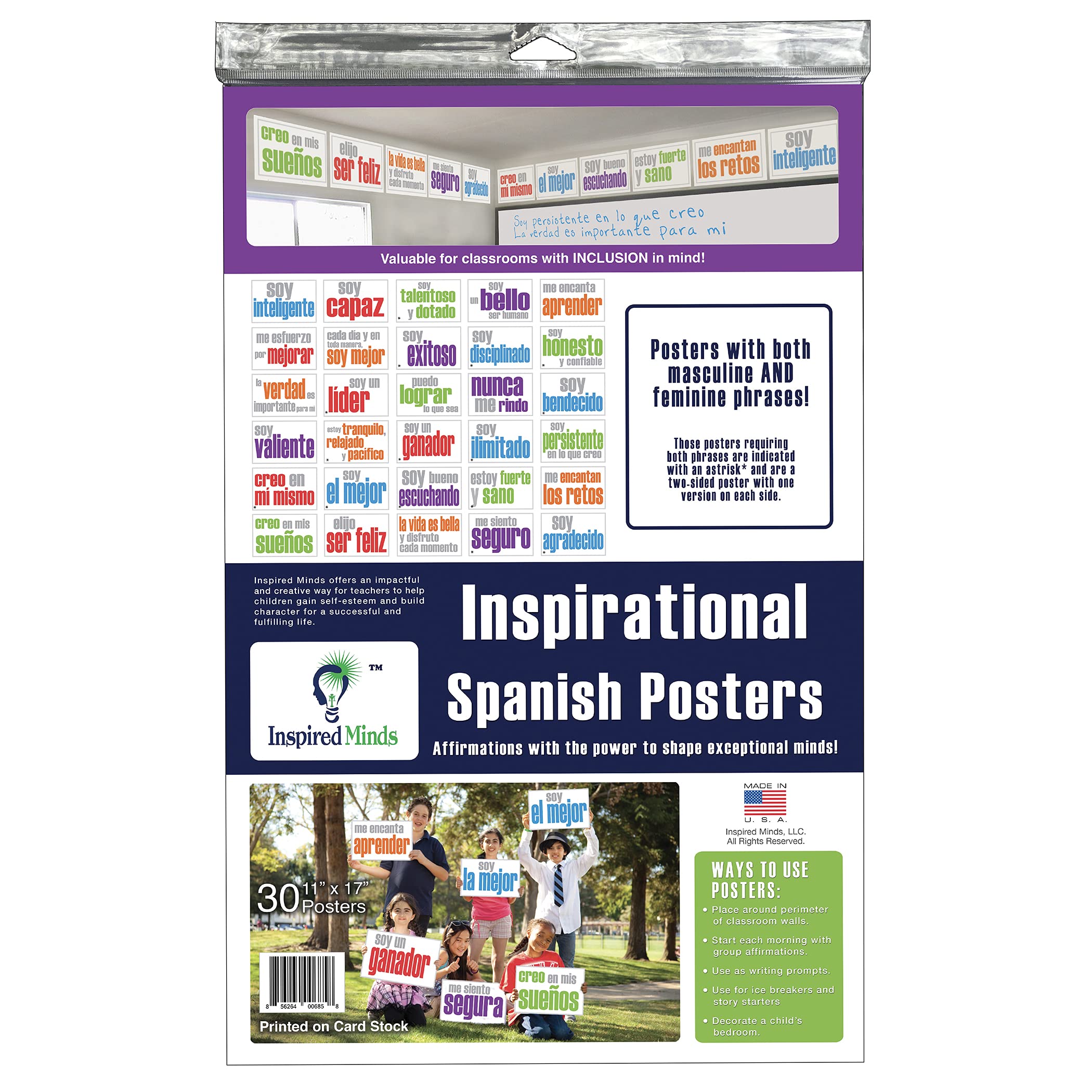 Inspired Minds Spanish Posters, 11 X 17 Inches, Assorted, Set Of 30