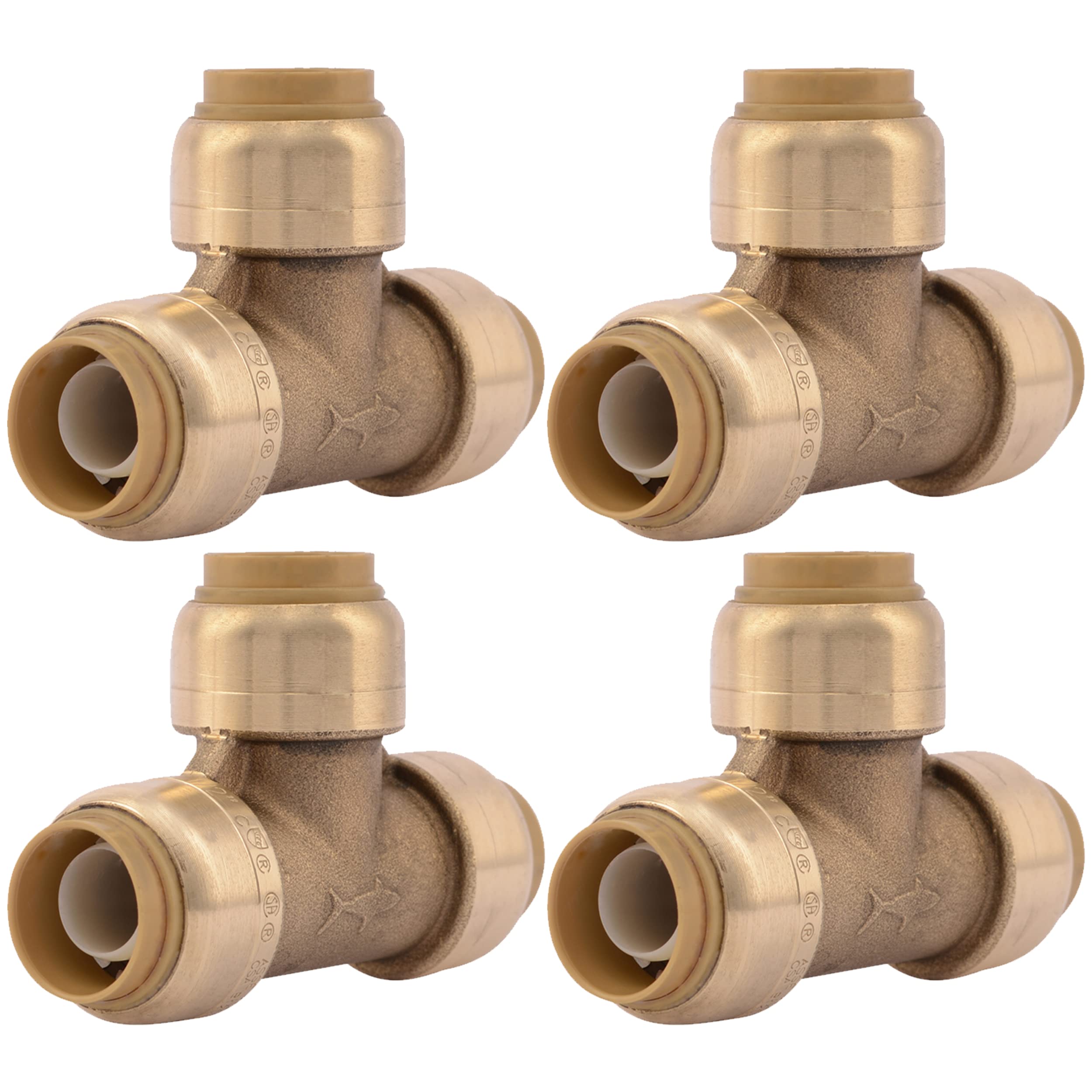Sharkbite 12 Inch Tee Pack Of 4 Push To Connect Brass Plumbing Fitting Pex Pipe Copper Cpvc Pe-Rt Hdpe U362Lfa4