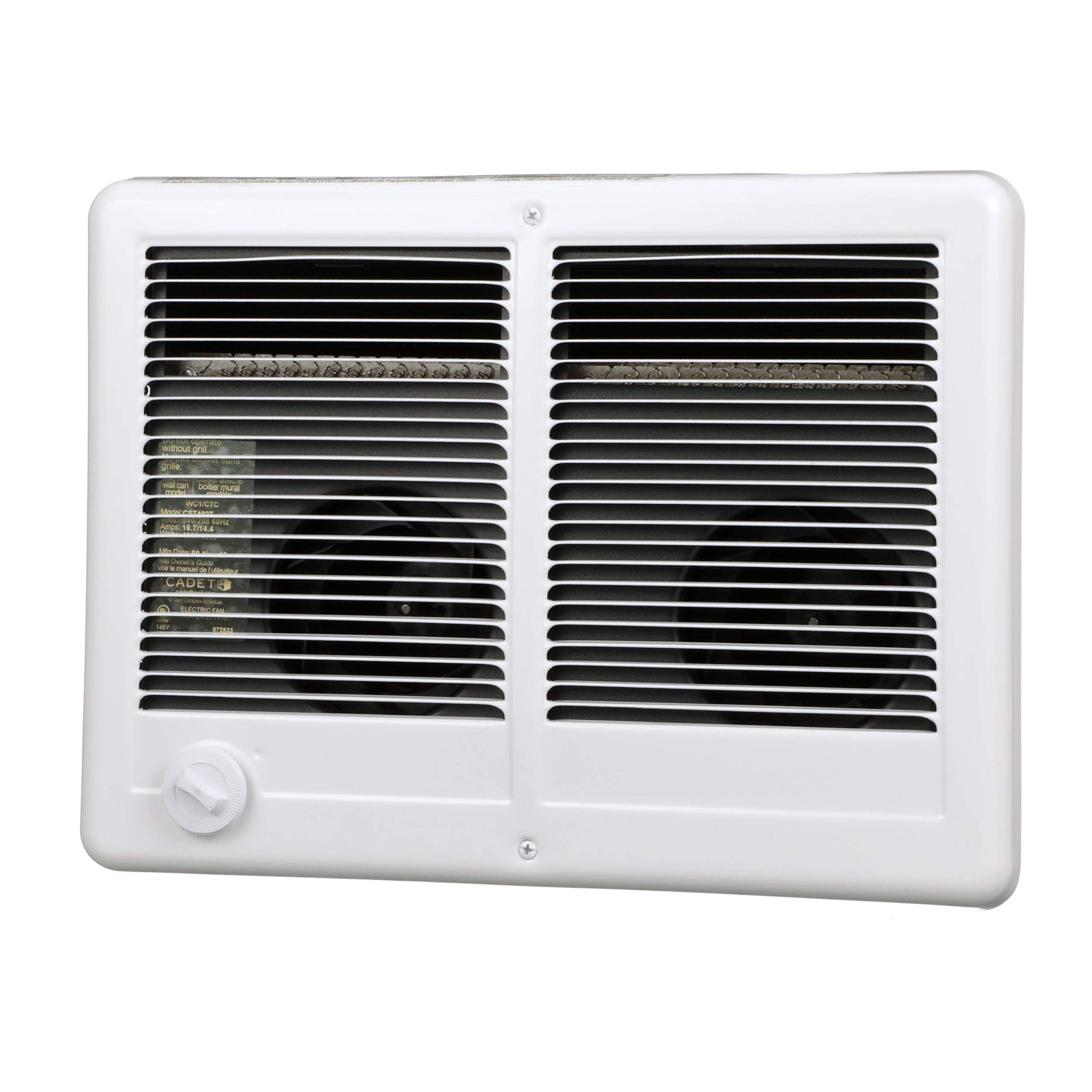 Cadet Com-Pak Twin Electric Wall Heater Complete Unit With Thermostat (Model: Cstc402Tw, Part: 67527), 13648/10236 Btu, 240/208 