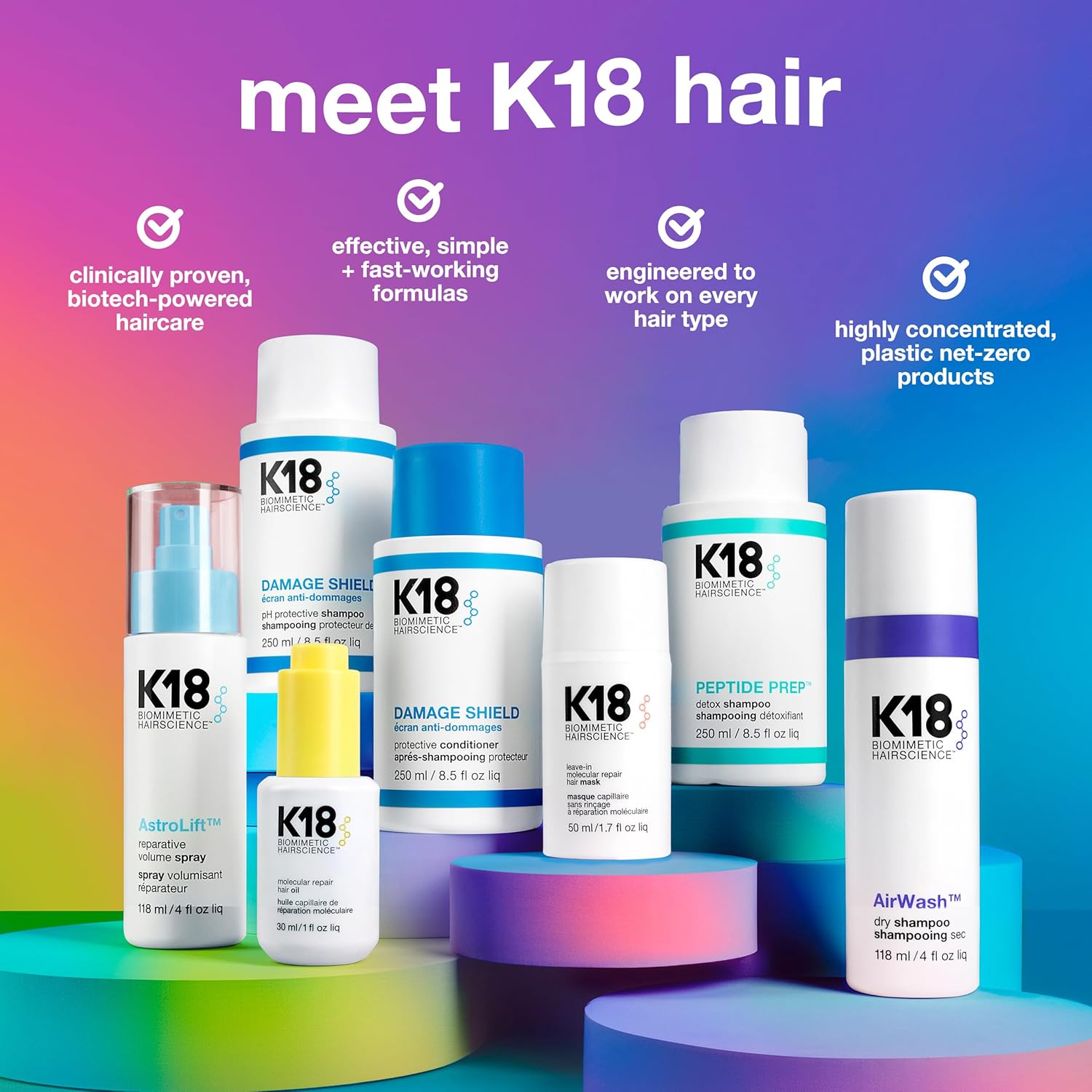 K18 AirWash™ Dry Shampoo, Non-Aerosol, Balances Scalp & Controls Excess Oil Production