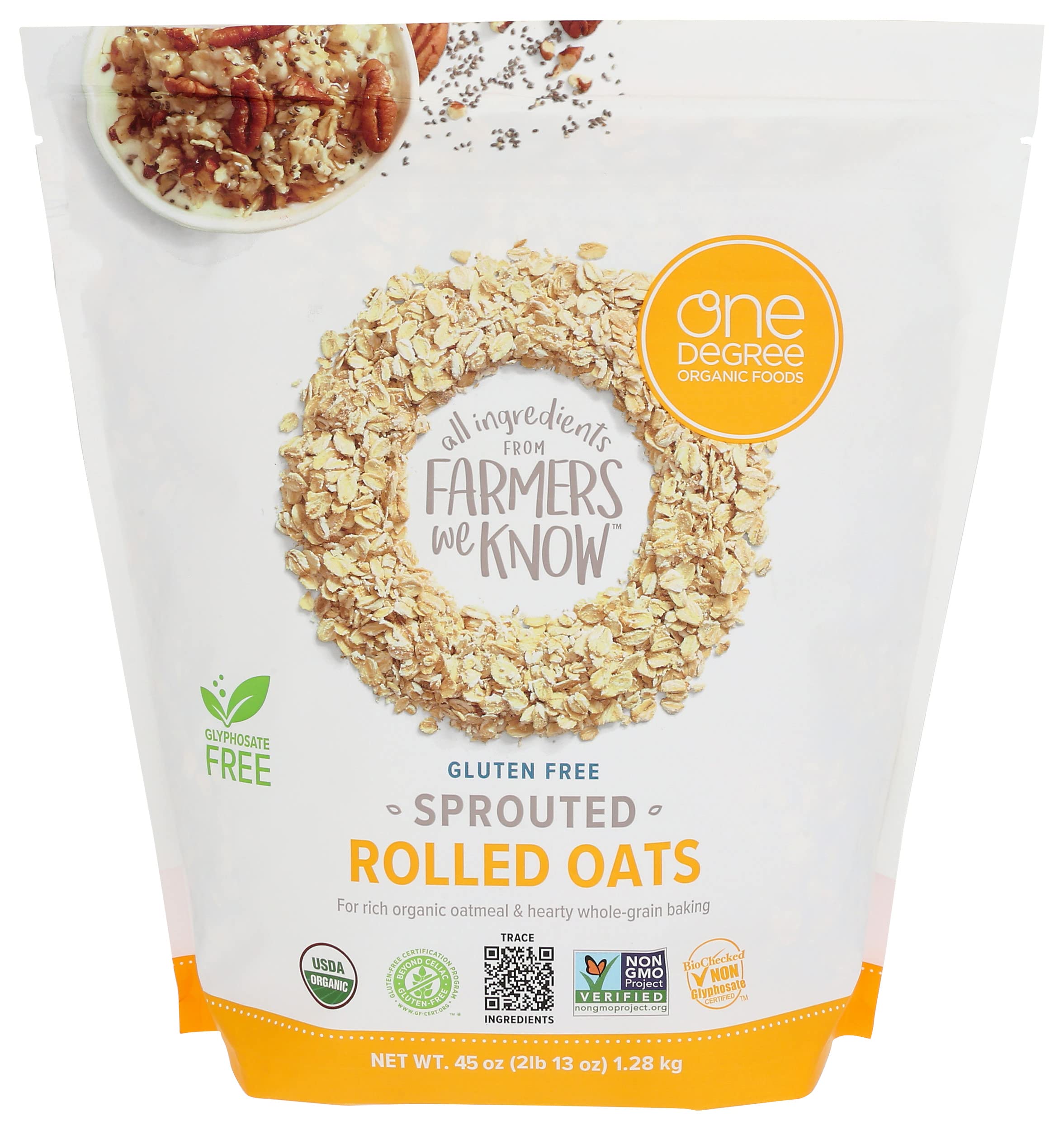 One Degree Organic Foods Organic Sprouted Rolled Oats, 45 Oz