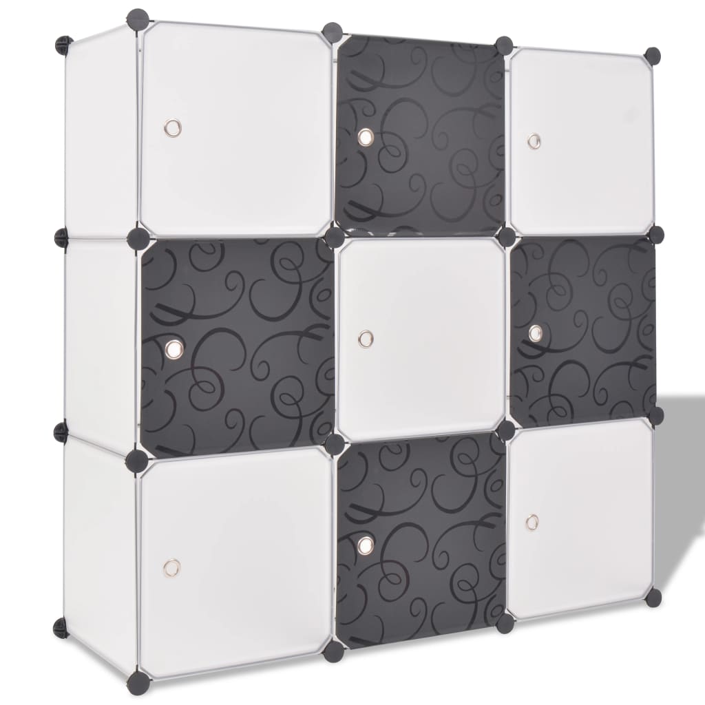 Vidaxl Storage Cube Organizer With 9 Compartments Black And White
