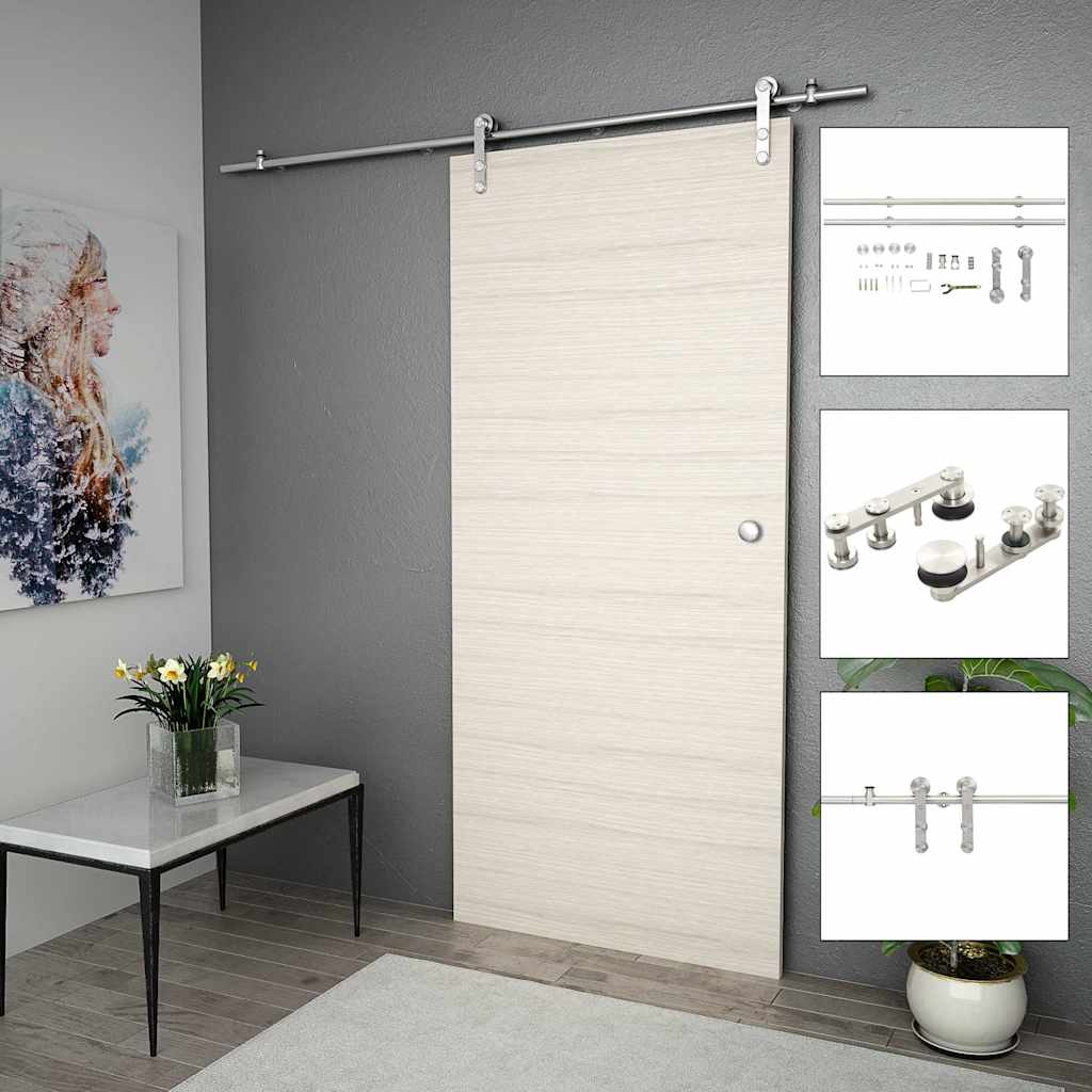 Vidaxl Sliding Door Hardware Kit 72'' Stainless Steel Silver