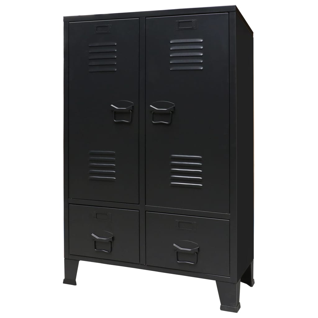 Vidaxl Wardrobe Metal Industrial Style 26.4''X13.8''X42.1'' Black