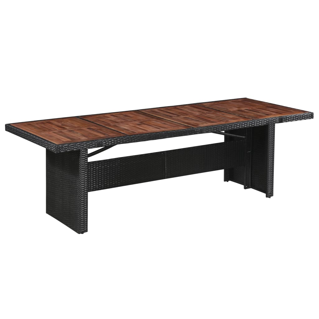 Vidaxl Patio Table 94.5''X35.4''X29.1'' Poly Rattan And Solid Acacia Wood