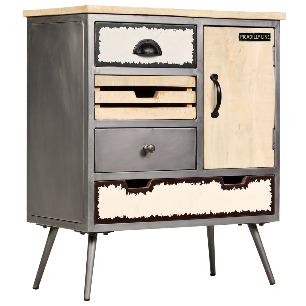 Vidaxl Sideboard Solid Mango Wood And Steel 25.6''X13''X29.9''