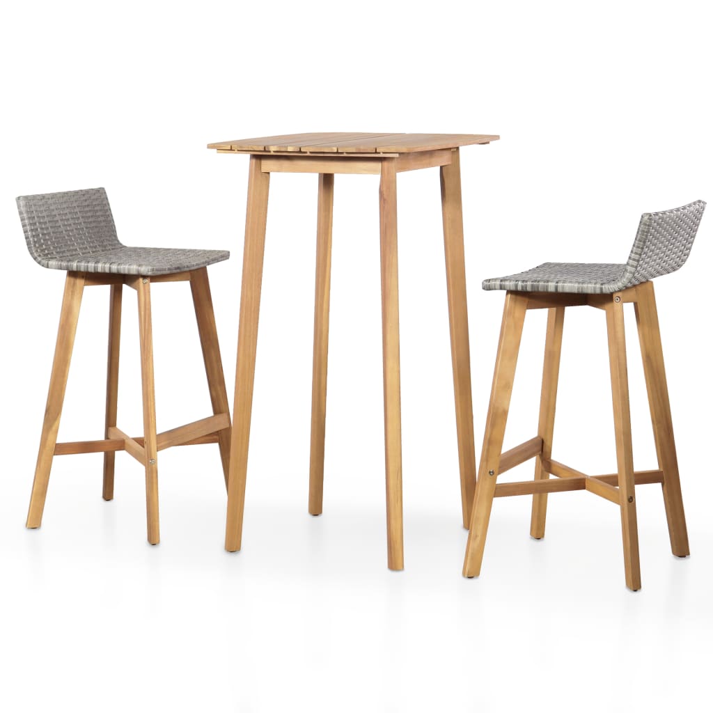 Vidaxl 3 Piece Bar Set Solid Acacia Wood