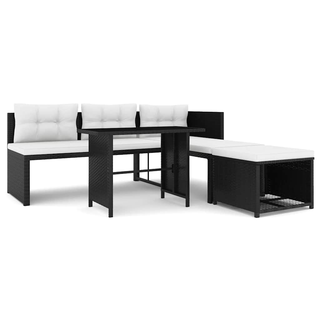 Vidaxl 4 Piece Patio Lounge Set Poly Rattan Black