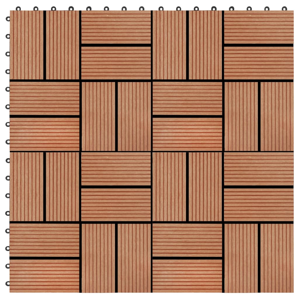 Vidaxl 11 Pcs Decking Tiles Wpc 11.8''X11.8'' 1 Sqm Teak Color