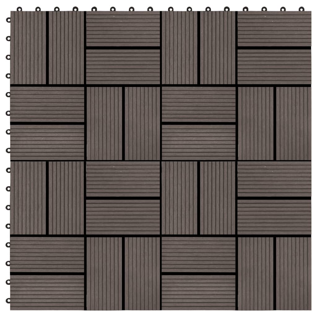 Vidaxl 11 Pcs Decking Tiles Wpc 11.8''X11.8'' 1 Sqm Dark Brown