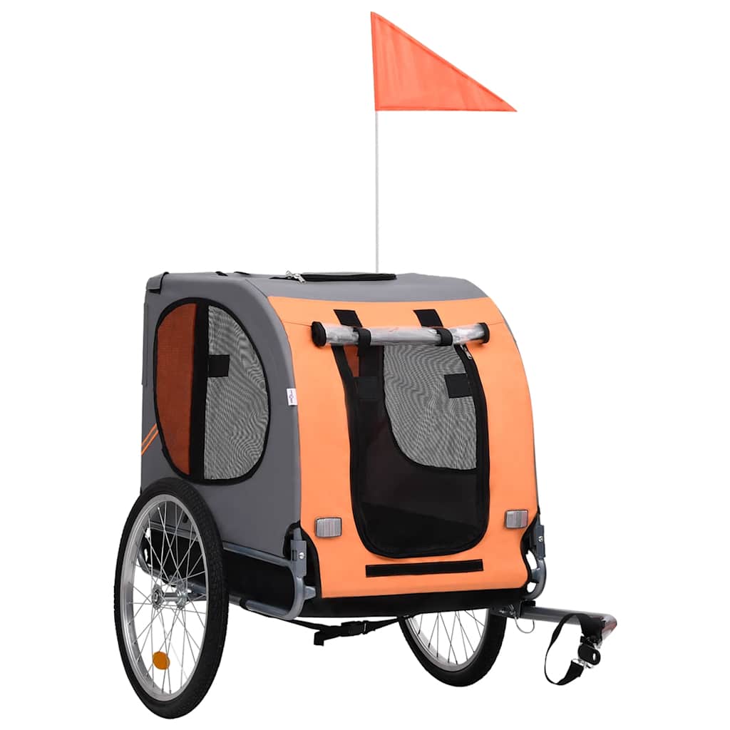 Vidaxl Dog Bike Trailer Orange And Gray