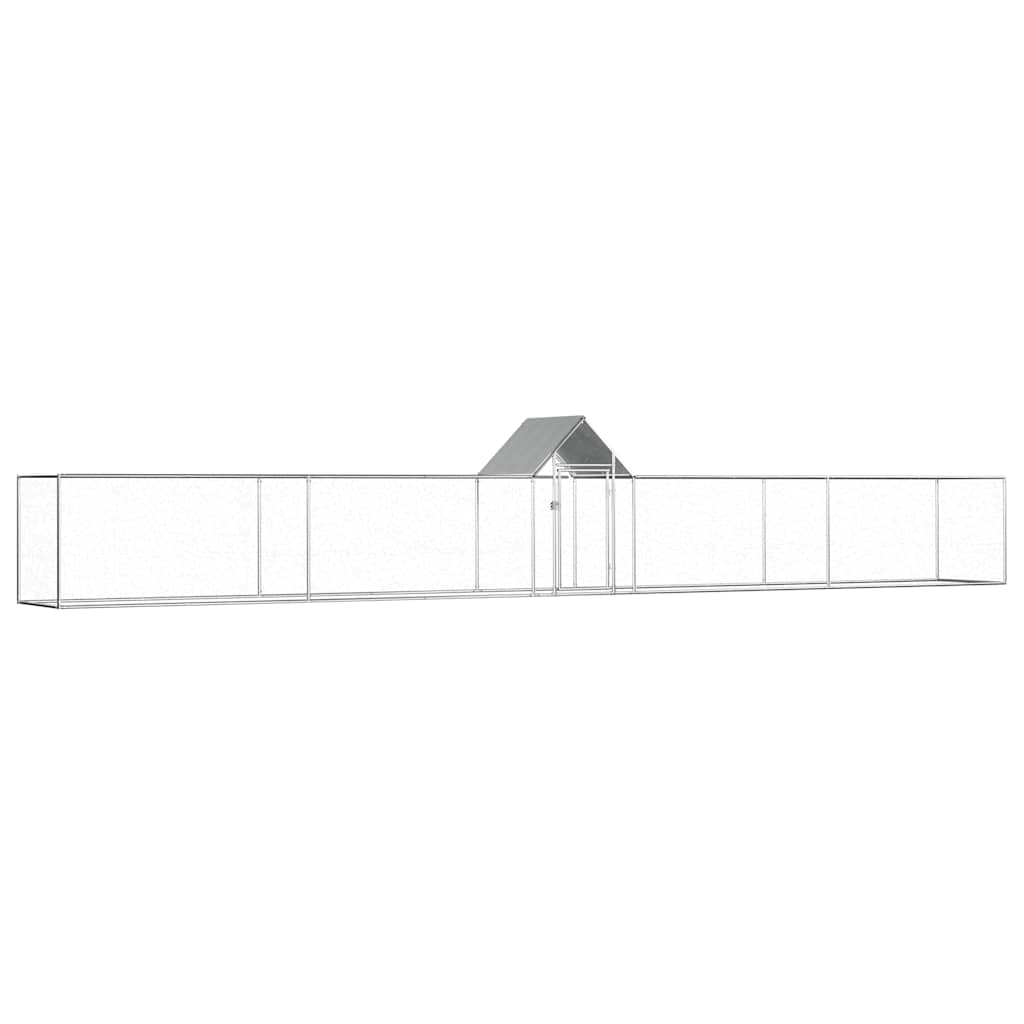 Vidaxl Chicken Coop 29.5'X3.3'X4.9' Galvanized Steel