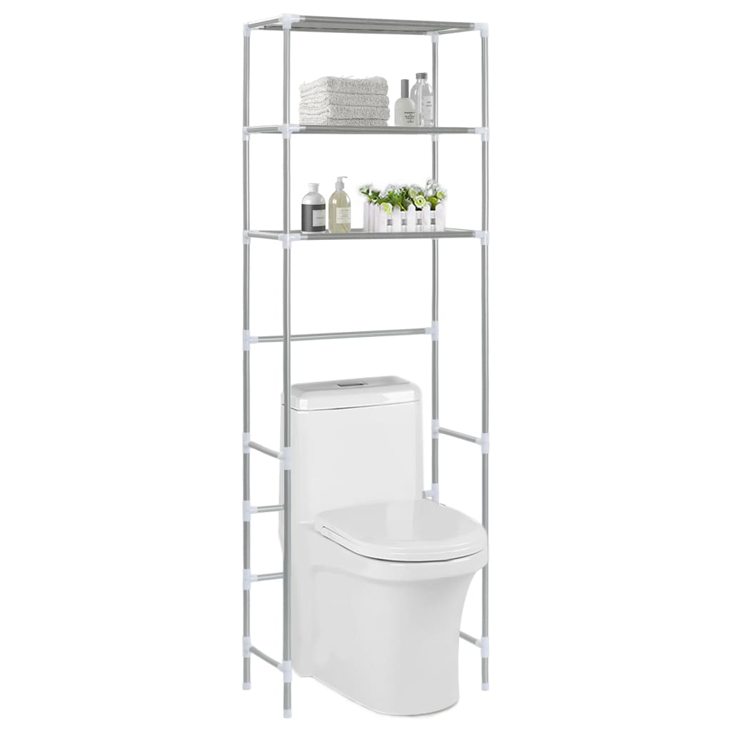 Vidaxl 3-Tier Storage Rack Over Toilet Silver 20.9''X11''X66.5''