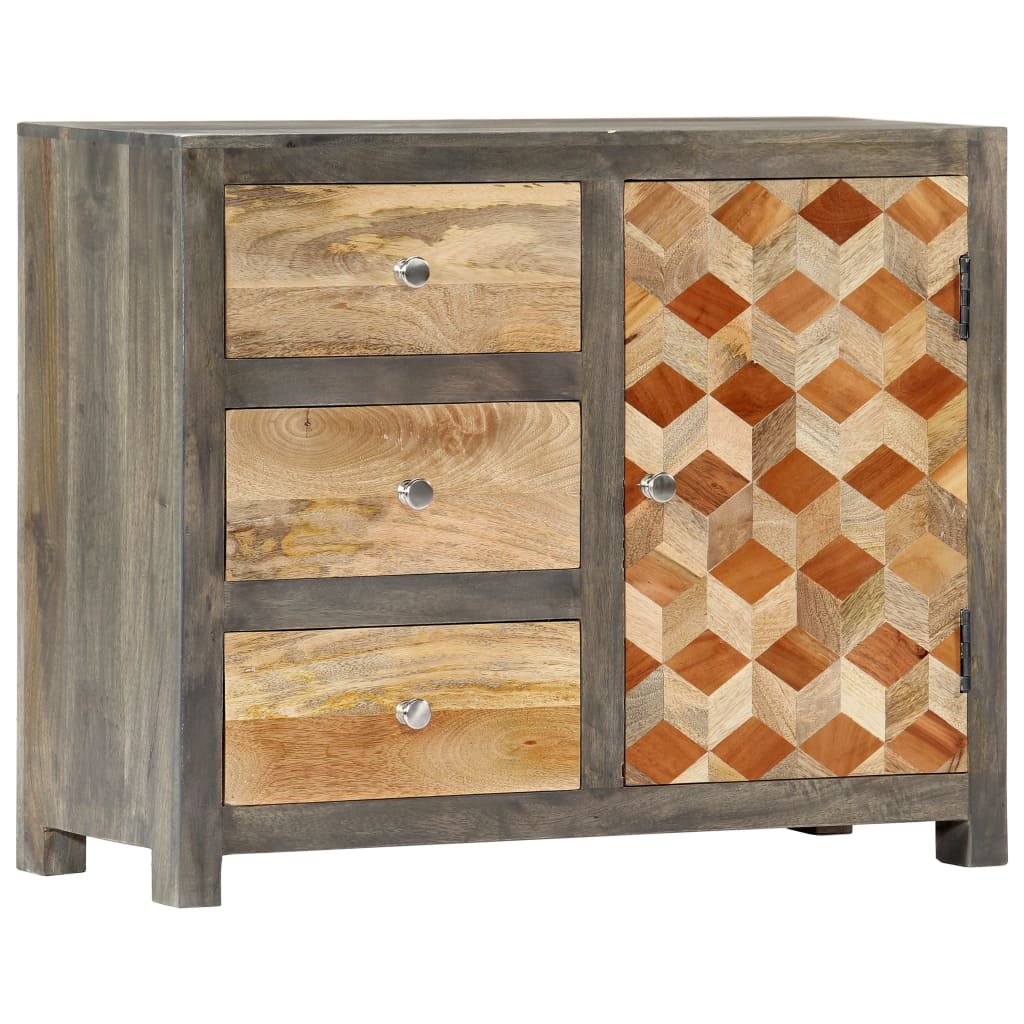 Vidaxl Side Cabinet Gray 29.5''X11.8''X23.6'' Solid Mango Wood