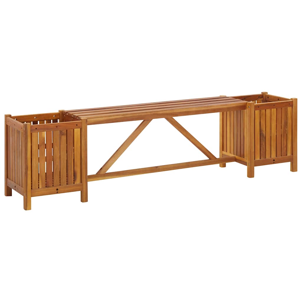 Vidaxl Patio Bench With 2 Planters 59.1''X11.8''X15.7'' Solid Acacia Wood