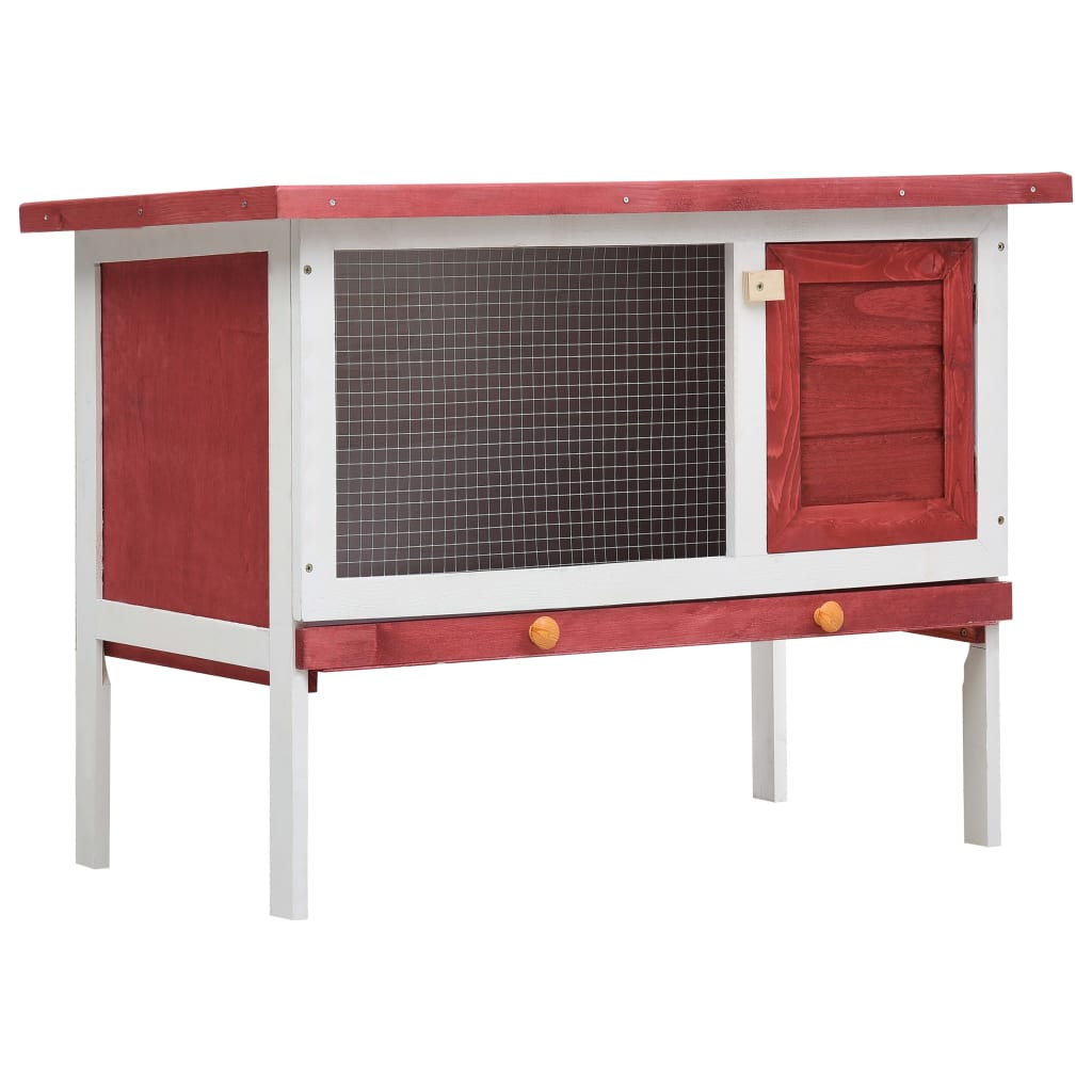 Vidaxl Outdoor Rabbit Hutch 1 Layer Red Wood