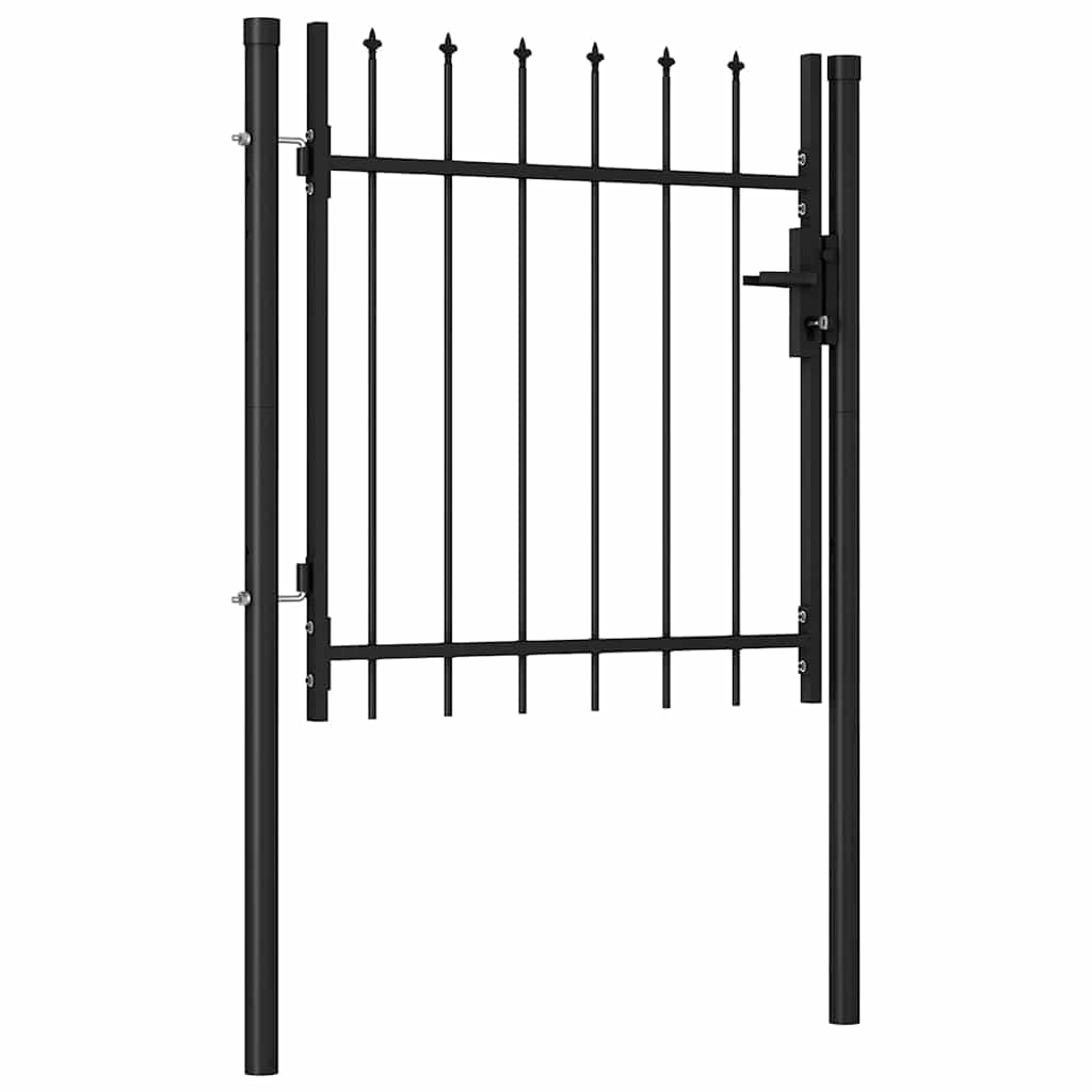 Vidaxl Fence Gate Single Door With Spike Top Steel 39.4''X39.4'' Black