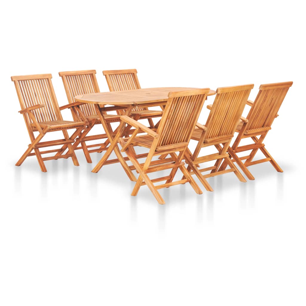 Vidaxl 7 Piece Folding Patio Dining Set Solid Teak Wood